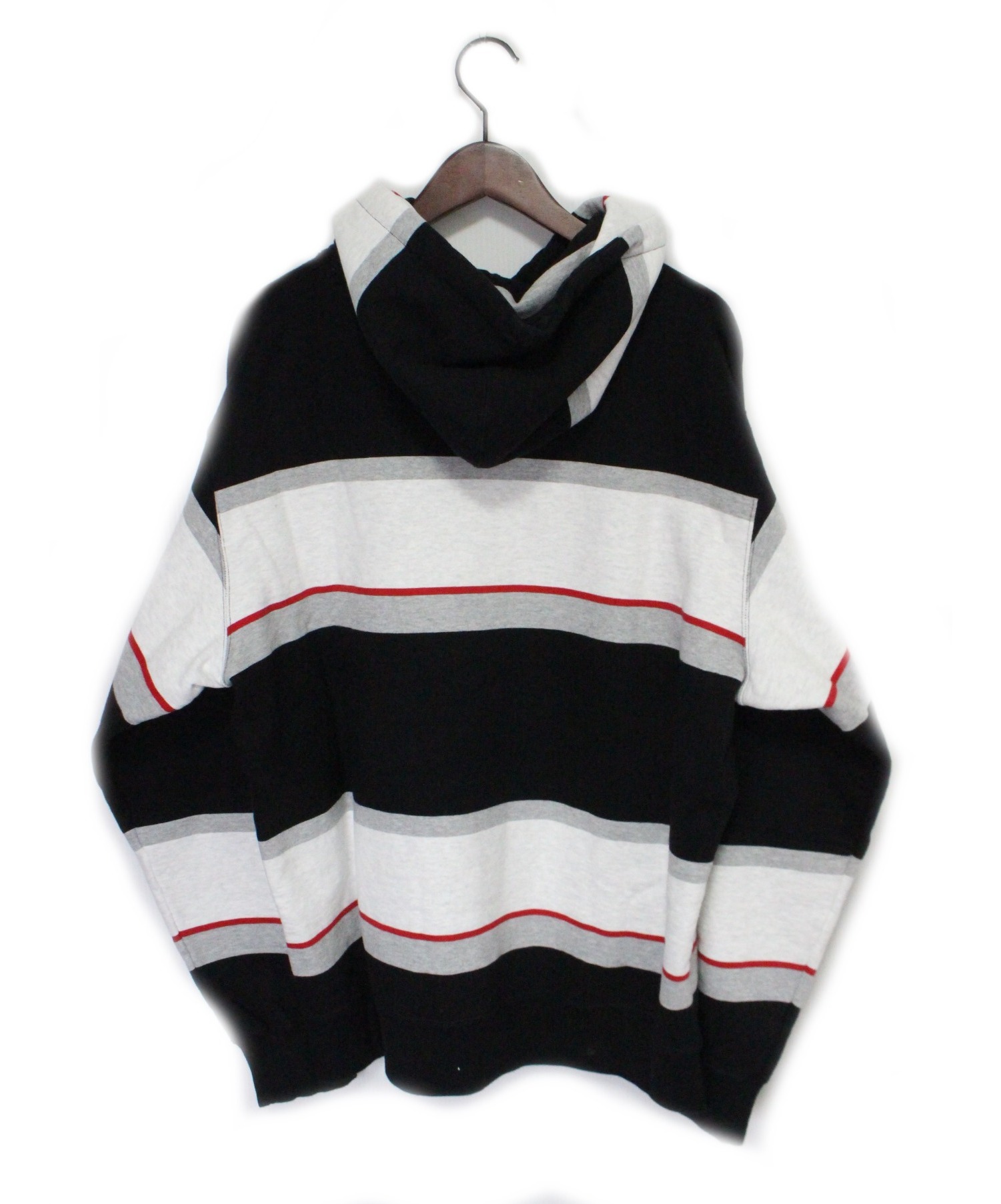 SUPREME (シュプリーム) 19AW Stripe Hooded Sweatshirt ブラック×ホワイト サイズ:XL