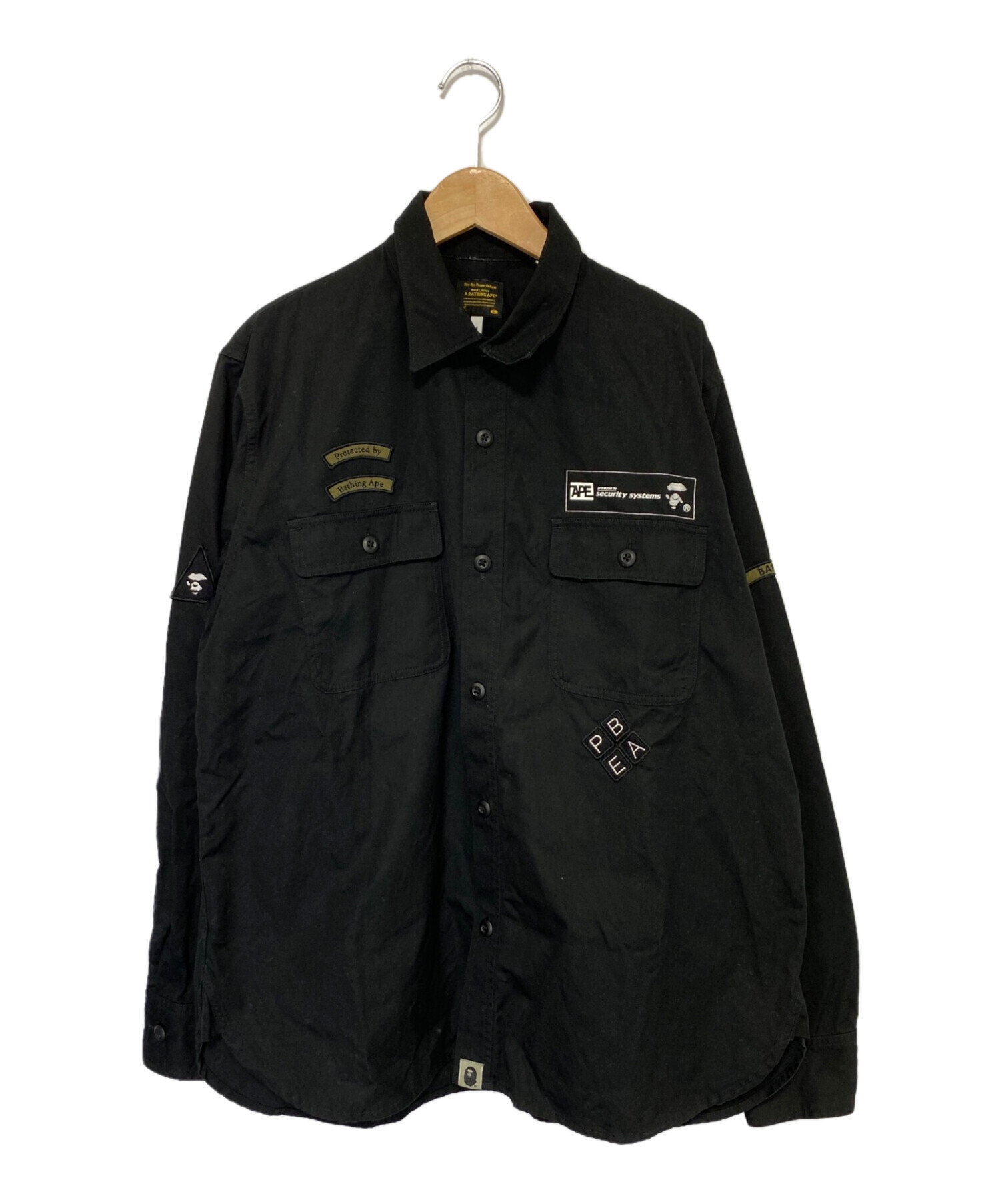 A BATHING APE (アベイシングエイプ) RELAXED SECURITY SHIRT ブラック サイズ:M