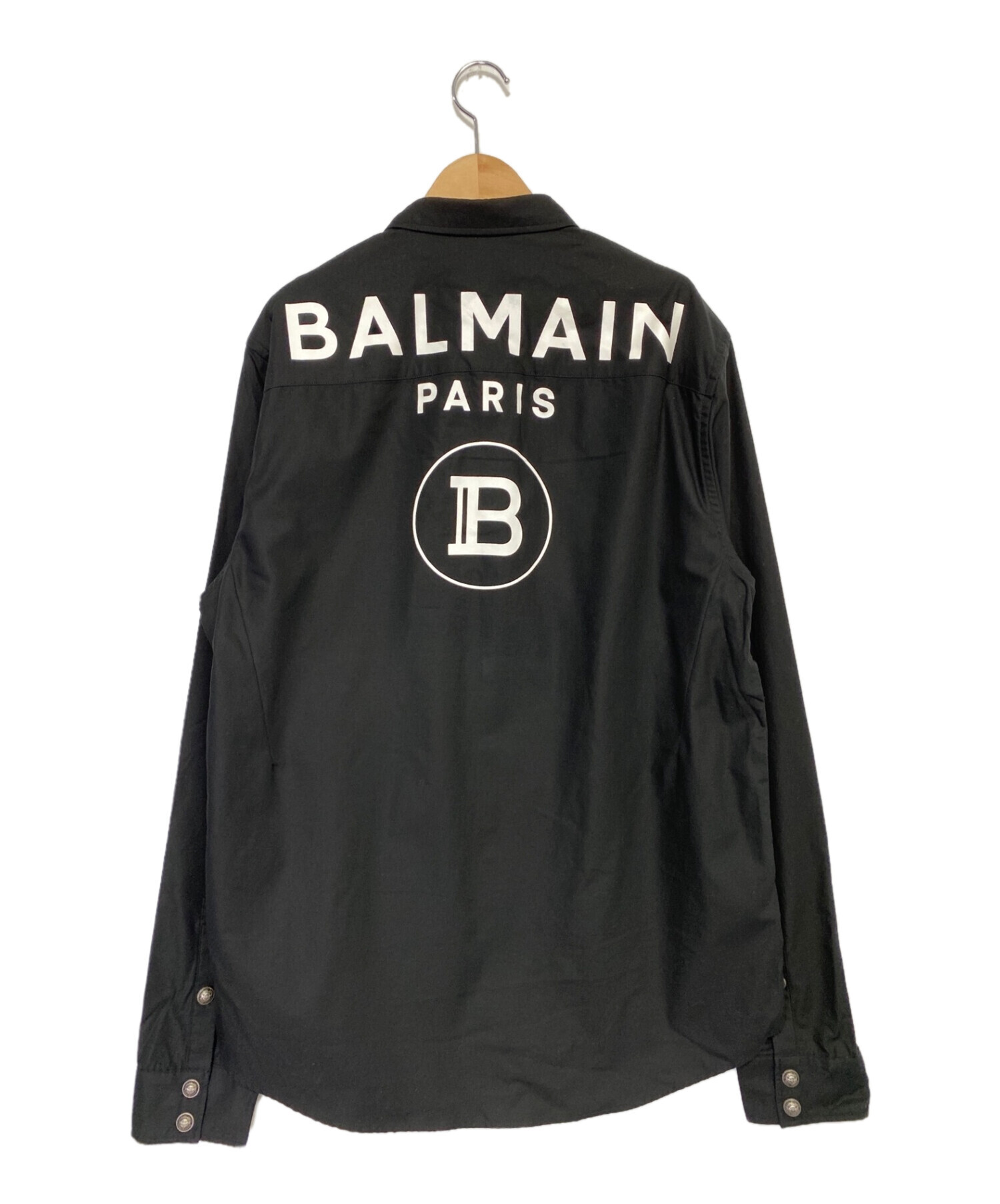 BALMAIN (バルマン) バックロゴエポレットシャツ ブラック サイズ:41