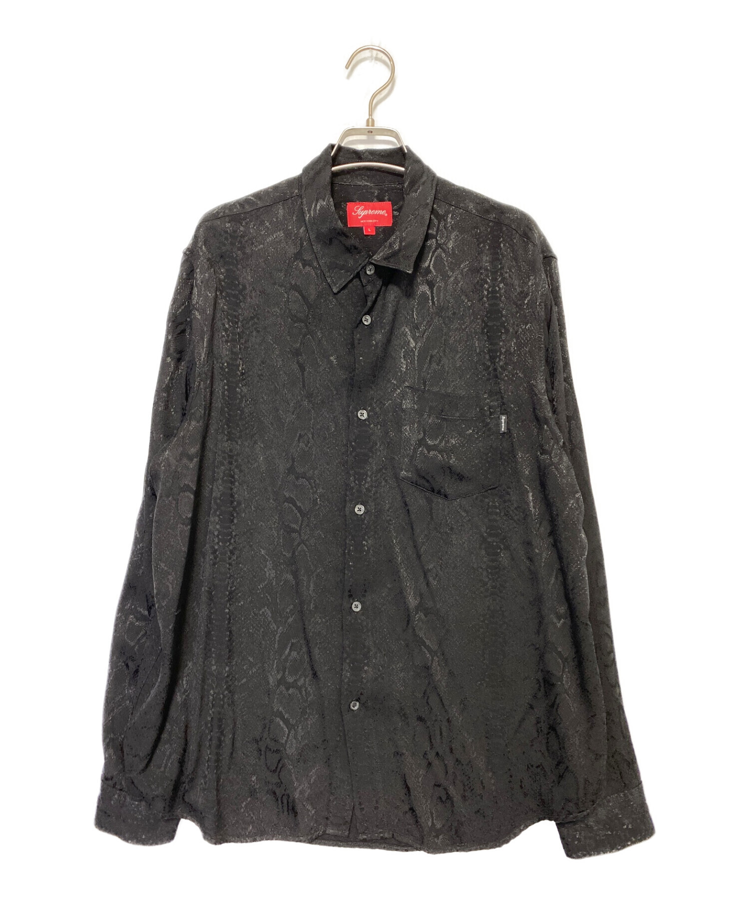 SUPREME (シュプリーム) Snakeskin Jacquard Shirt ブラック サイズ:L