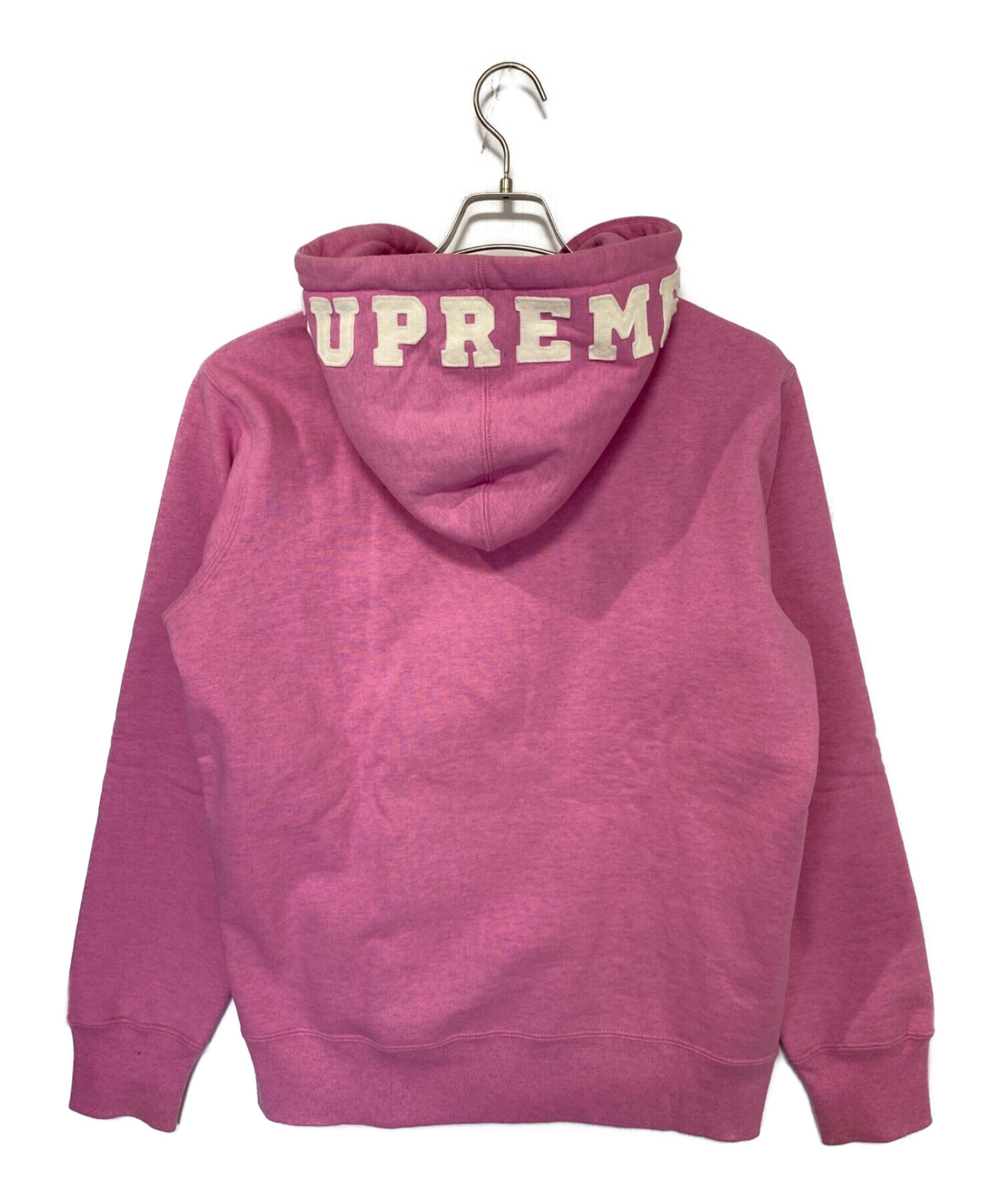 SUPREME (シュプリーム) Felt Hood Logo Zip Up Sweat ピンク サイズ:Ｍ