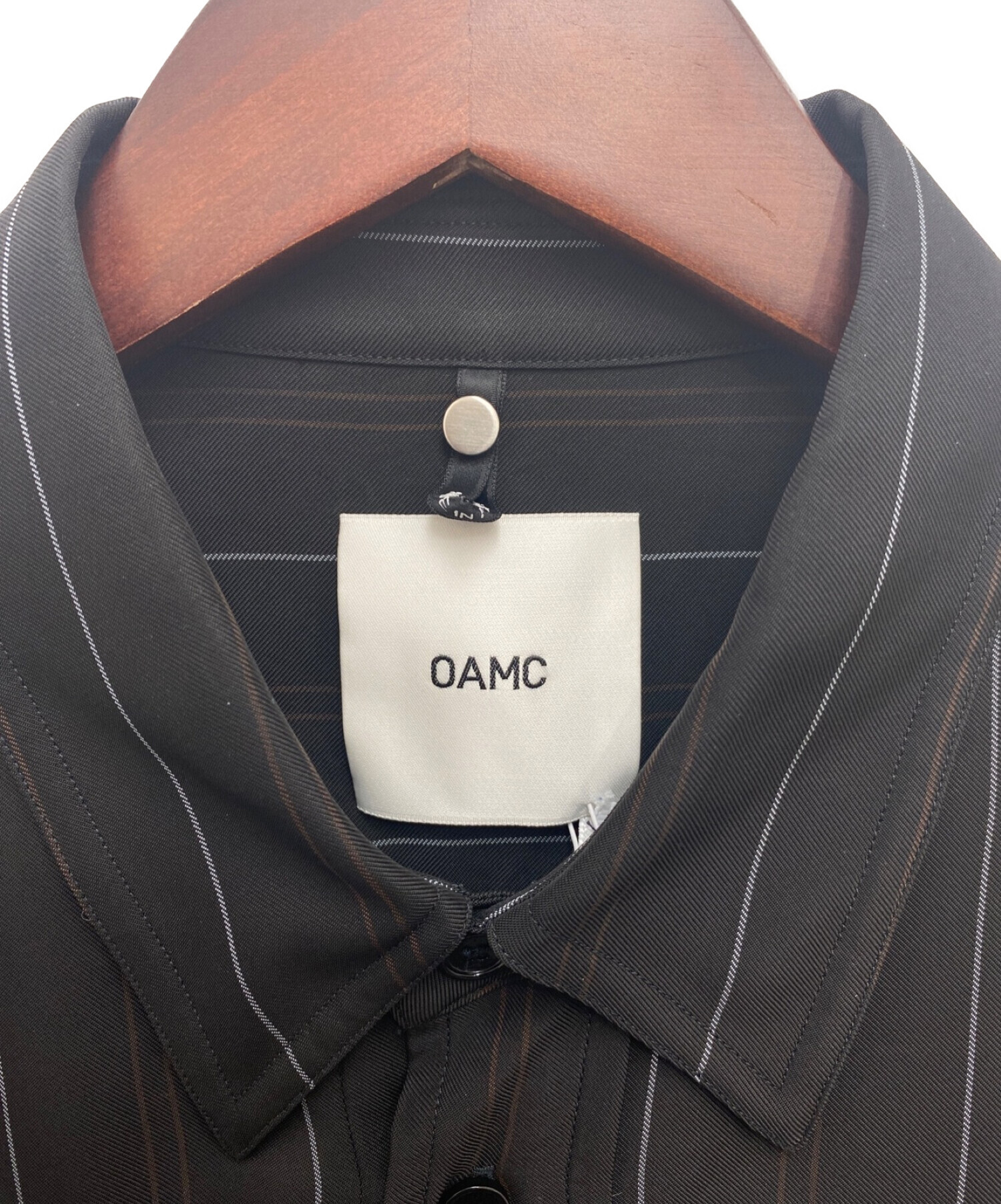 OAMC (オーエーエムシー) レーヨンストライプシャツ ダークブラウン サイズ:XS 未使用品