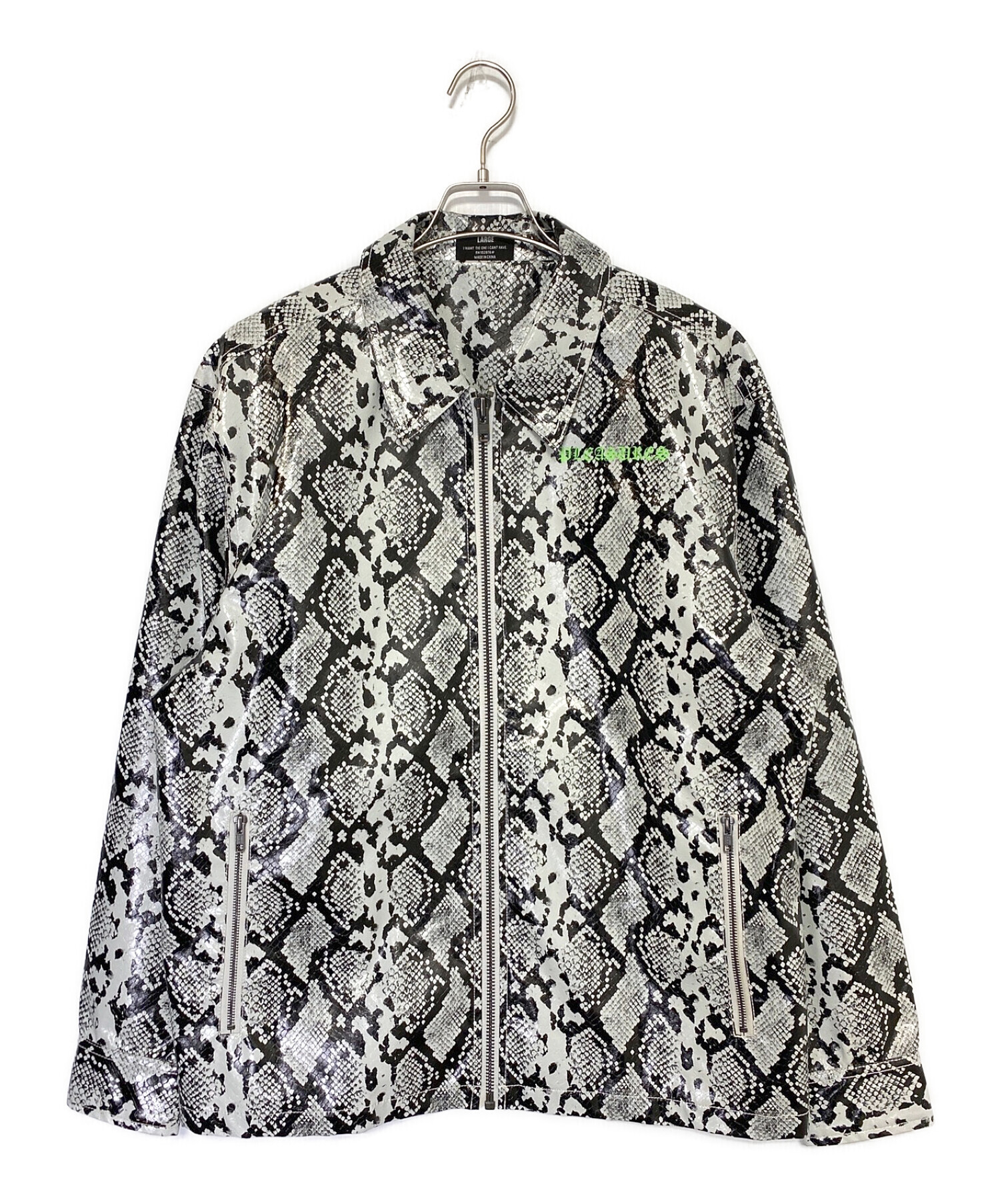 PLEASURES (プレジャーズ) SNAKESKIN WORK JACKET グレー×ブラック サイズ:L