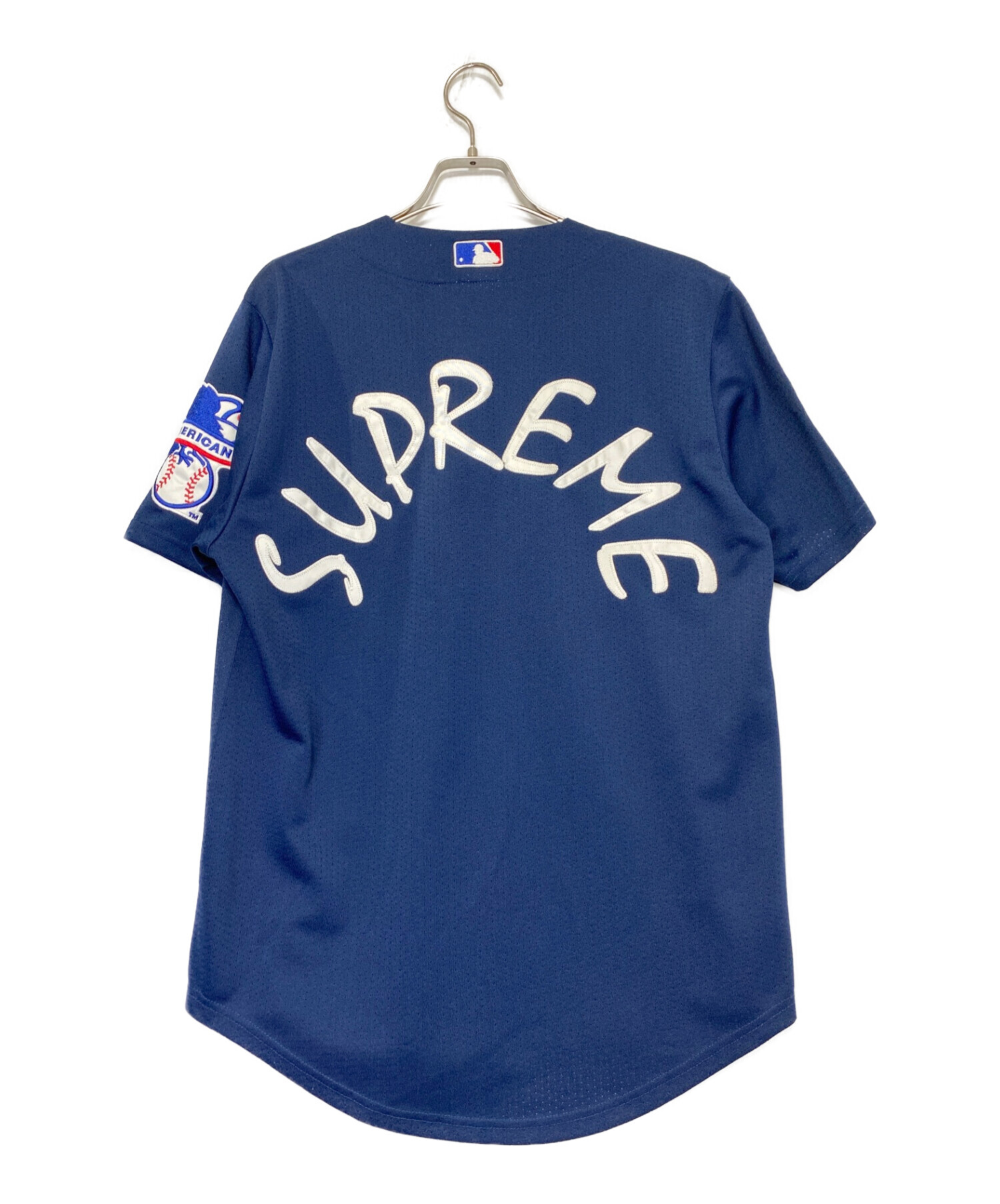 Tシャツ/カットソー(半袖/袖なし)Supreme Yankees baseball jersey ネイビー M