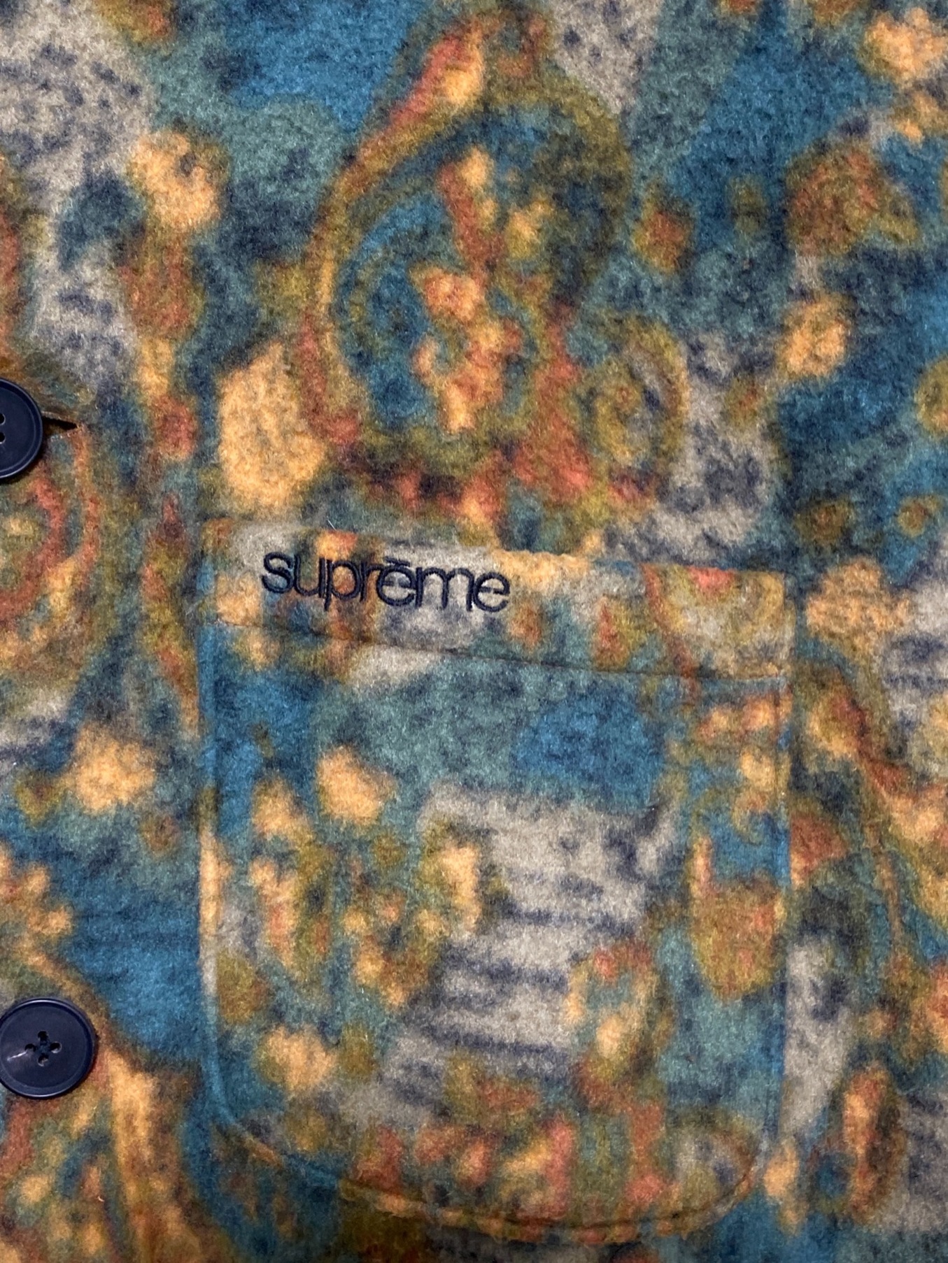 SUPREME (シュプリーム) Paisley Fleece Shirt グリーン×オレンジ サイズ:M