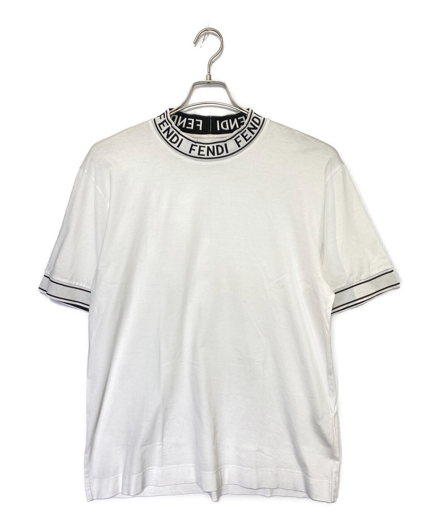FENDI (フェンディ) リブネックTシャツ ホワイト サイズ:L