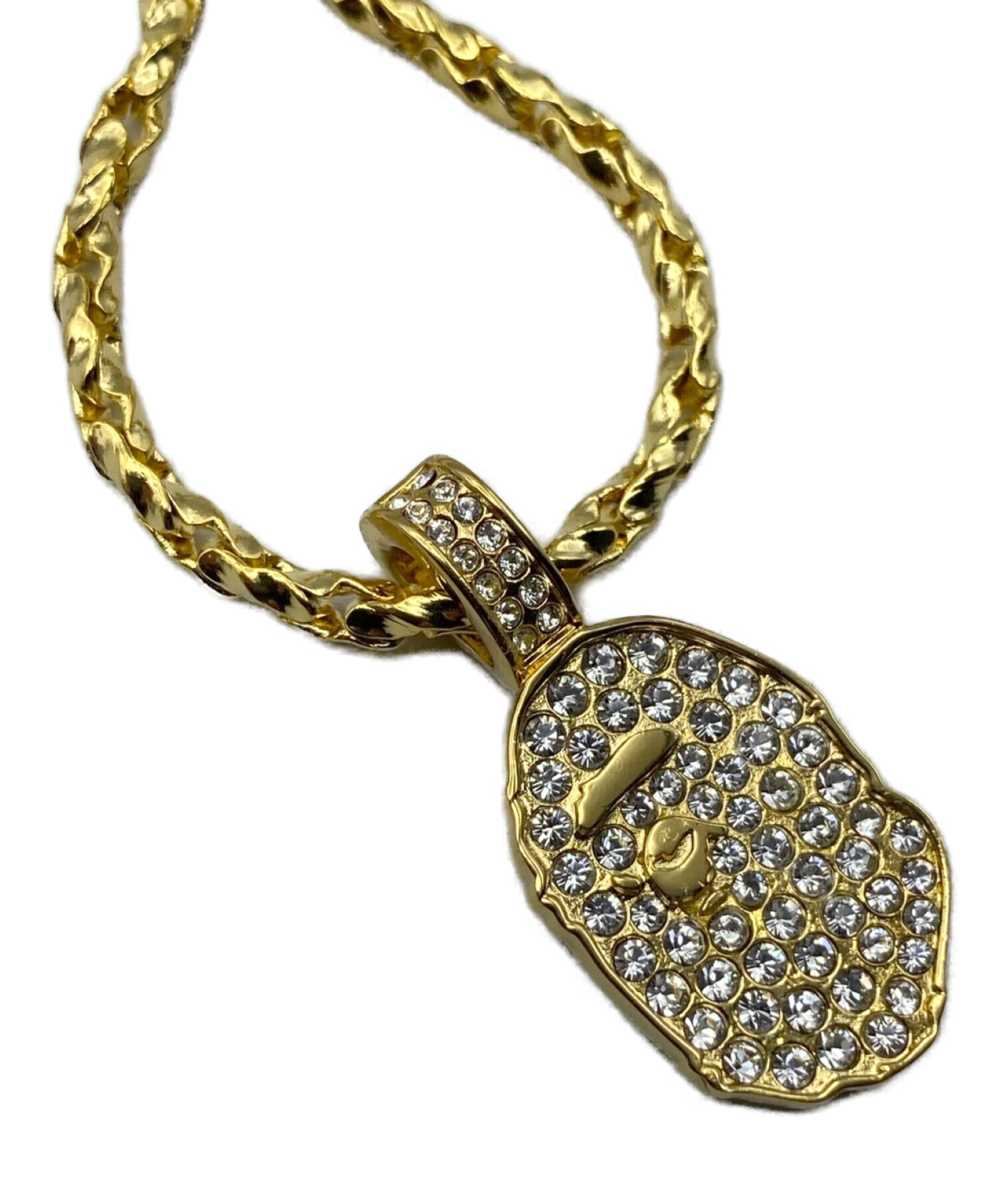 A BATHING APE (ア ベイシング エイプ) RHINESTONE APE HEAD NECKLACE サイズ:-