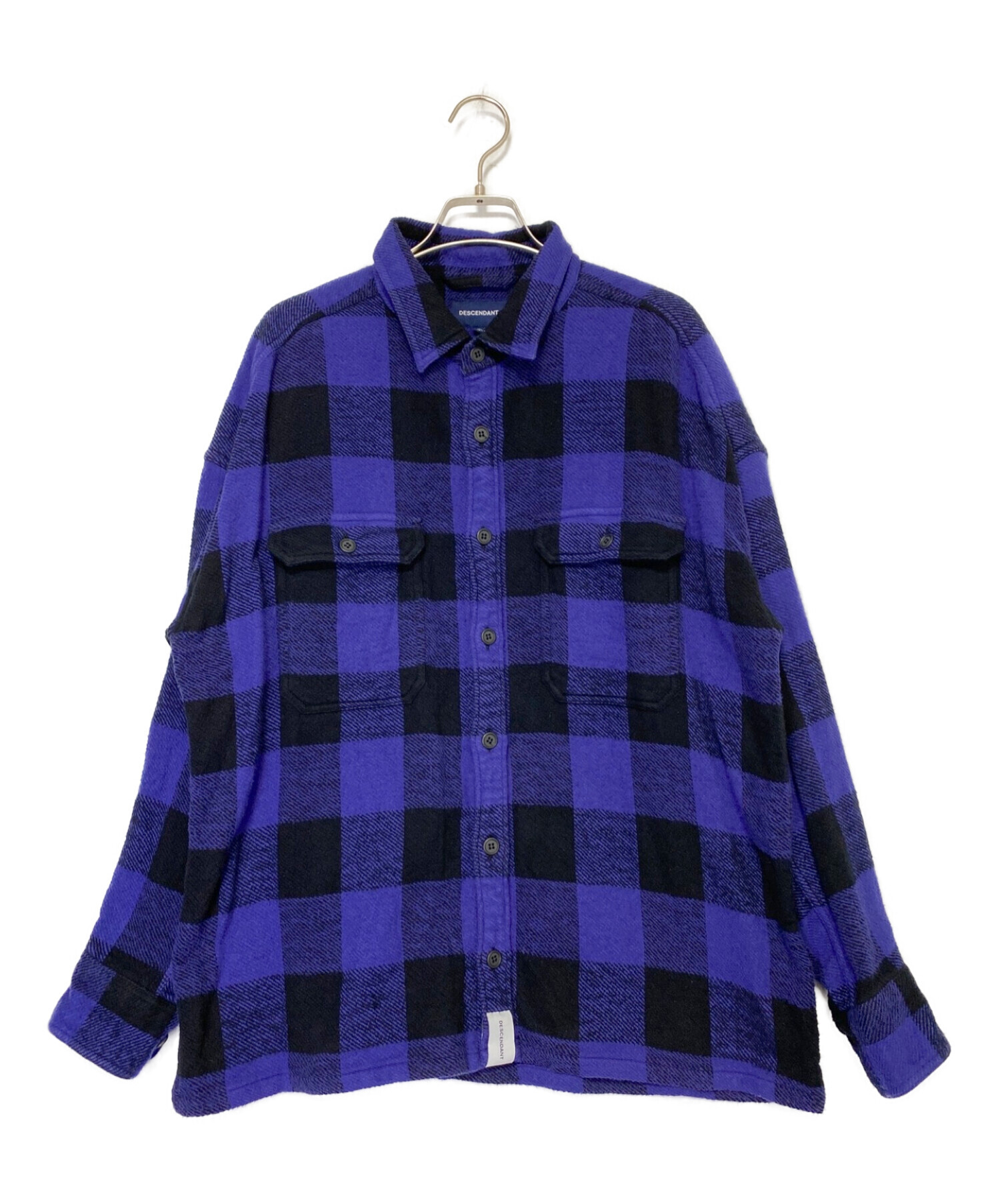 DESCENDANT (ディセンダント) Vanning Check LS Shirt ブルー×ブラック サイズ:2