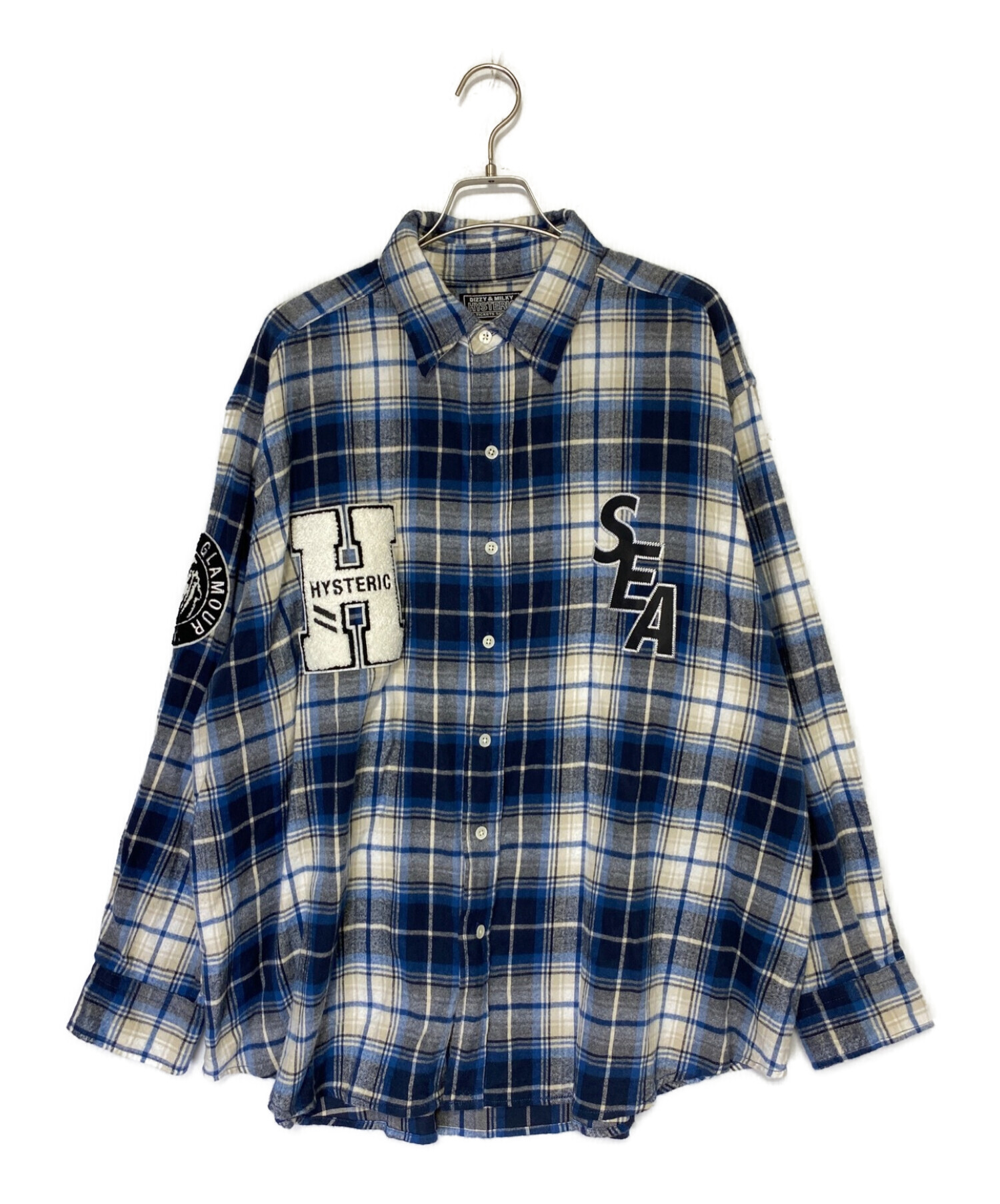 WIND AND SEA (ウィンダンシー) WDS CHECK SHIRT ブルー サイズ:Ｌ