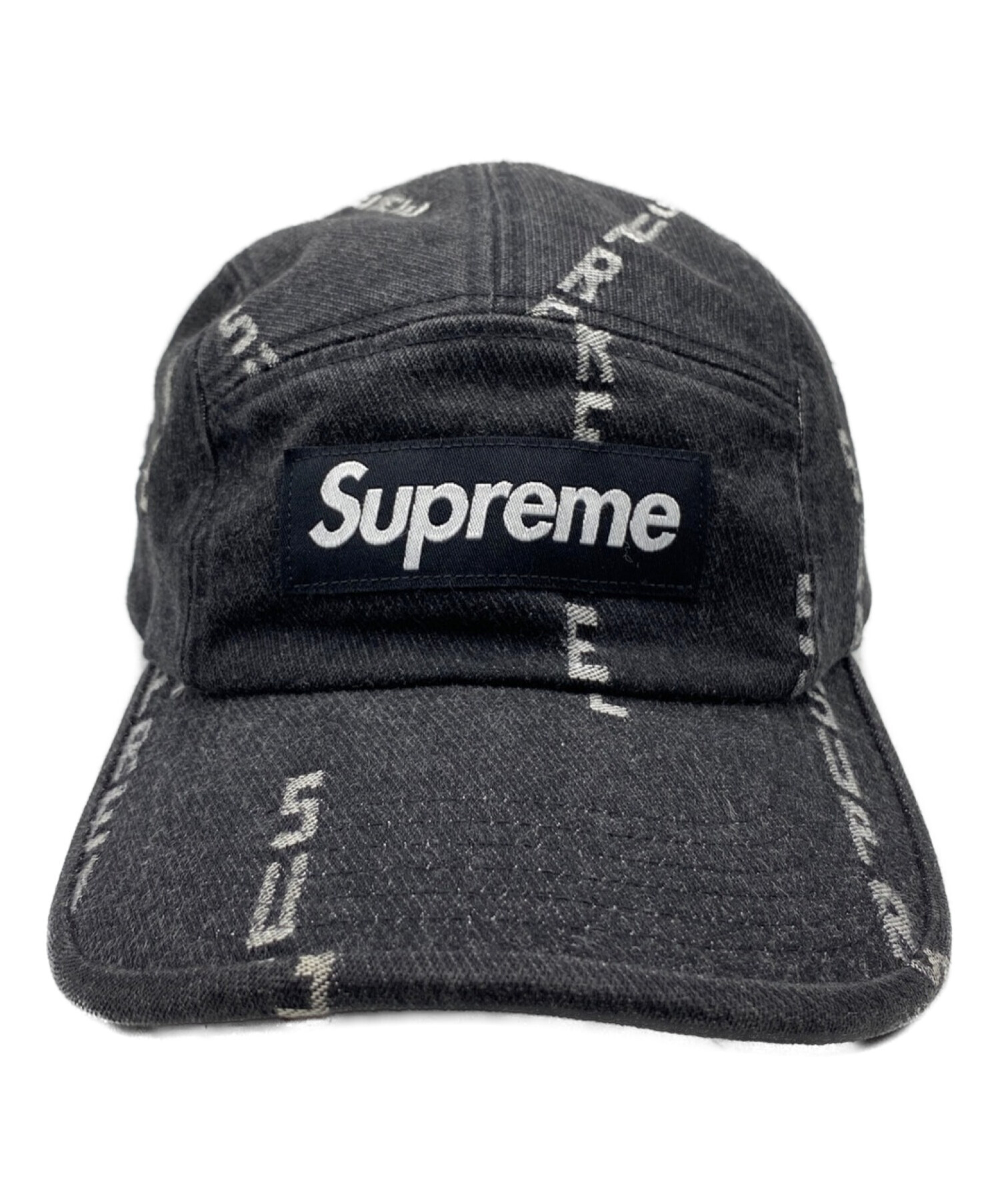 SUPREME (シュプリーム) Logo Stripe Jacquard Denim Camp Cap ブラック サイズ:-