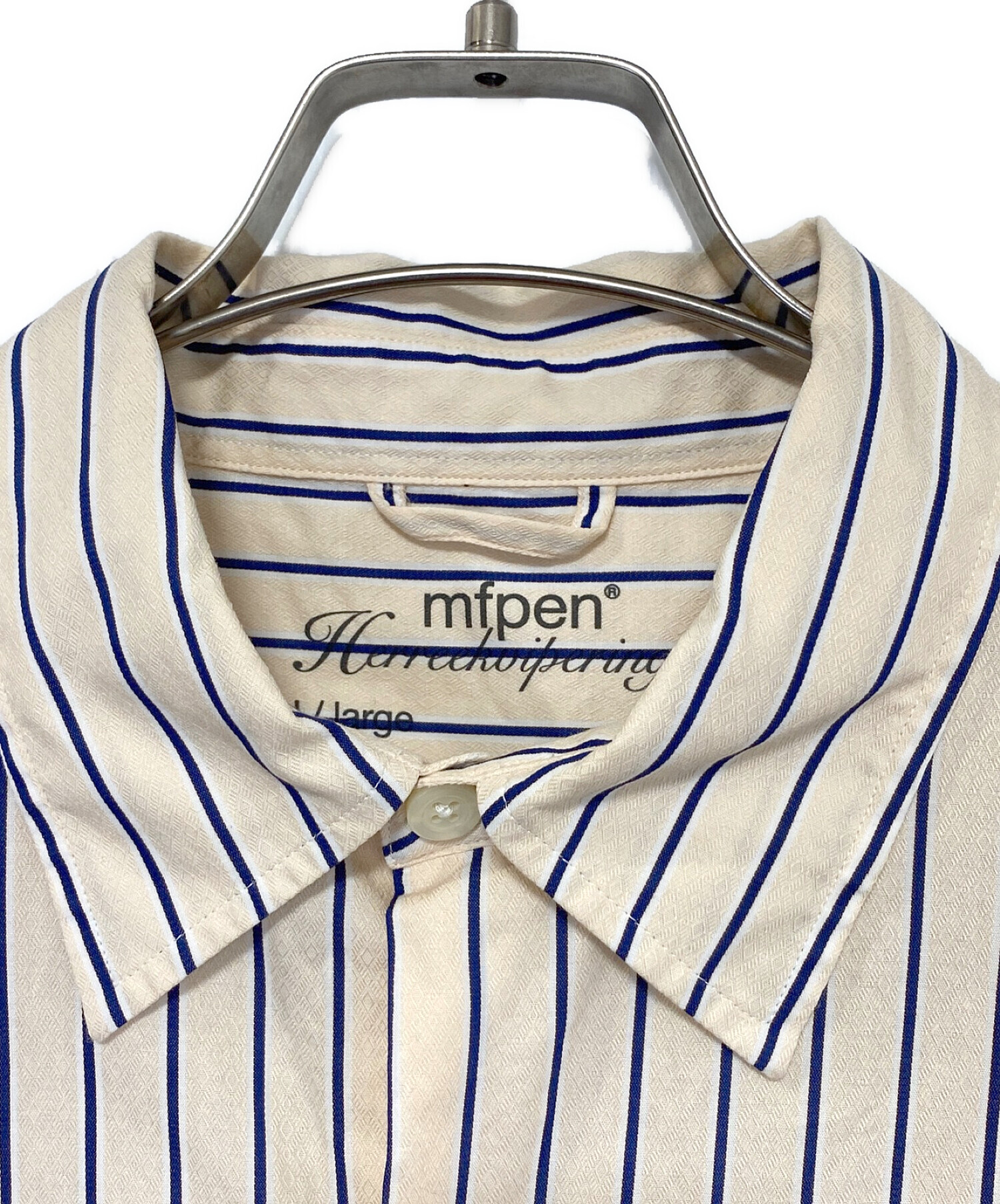 中古・古着通販】mfpen (エムエフペン) INPUT SHIRT ベージュ×ネイビー