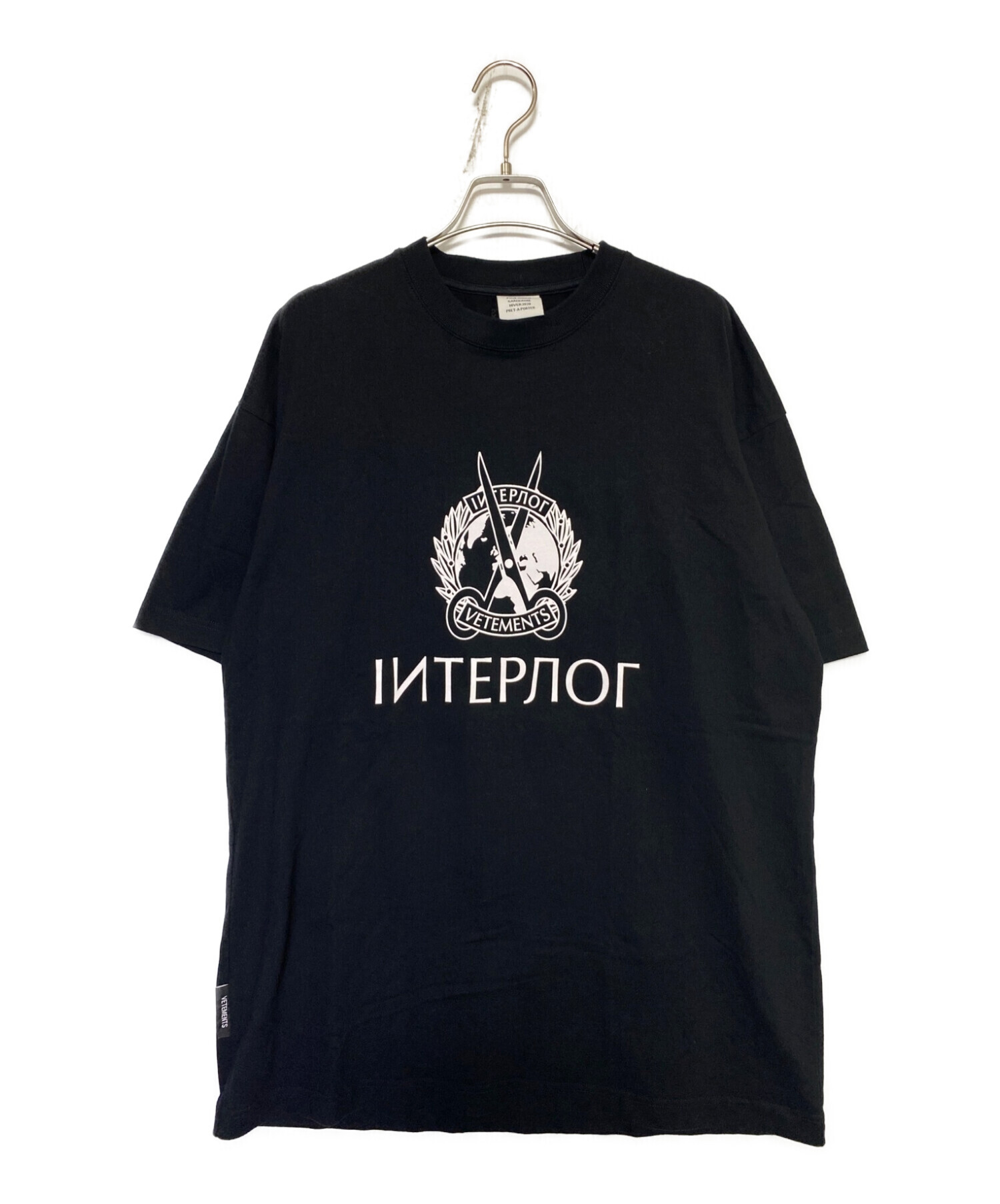 VETEMENTS (ヴェトモン) INTERPOL PRINT TEE ブラック サイズ:S