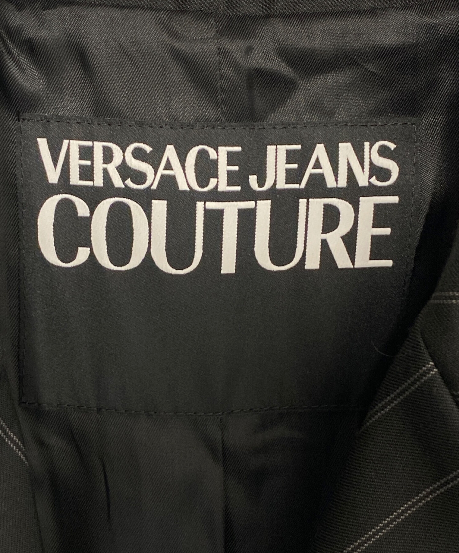 VERSACE JEANS COUTURE (ヴェルサーチ ジーンズクチュール) ストライプ3Bジャケット ブラック サイズ:XL