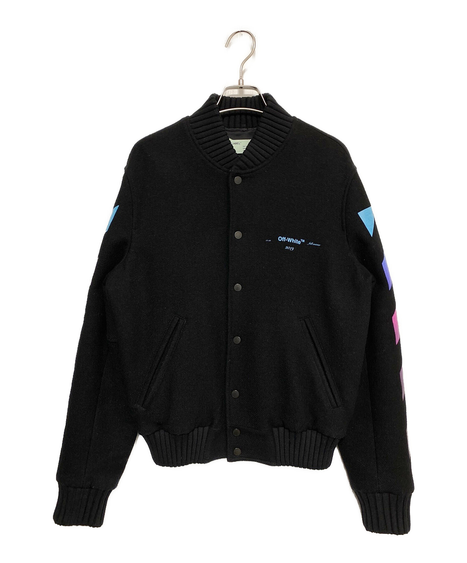 OFFWHITE (オフホワイト) DIAG GRADIENT VARSITY JACKET ブラック サイズ:S