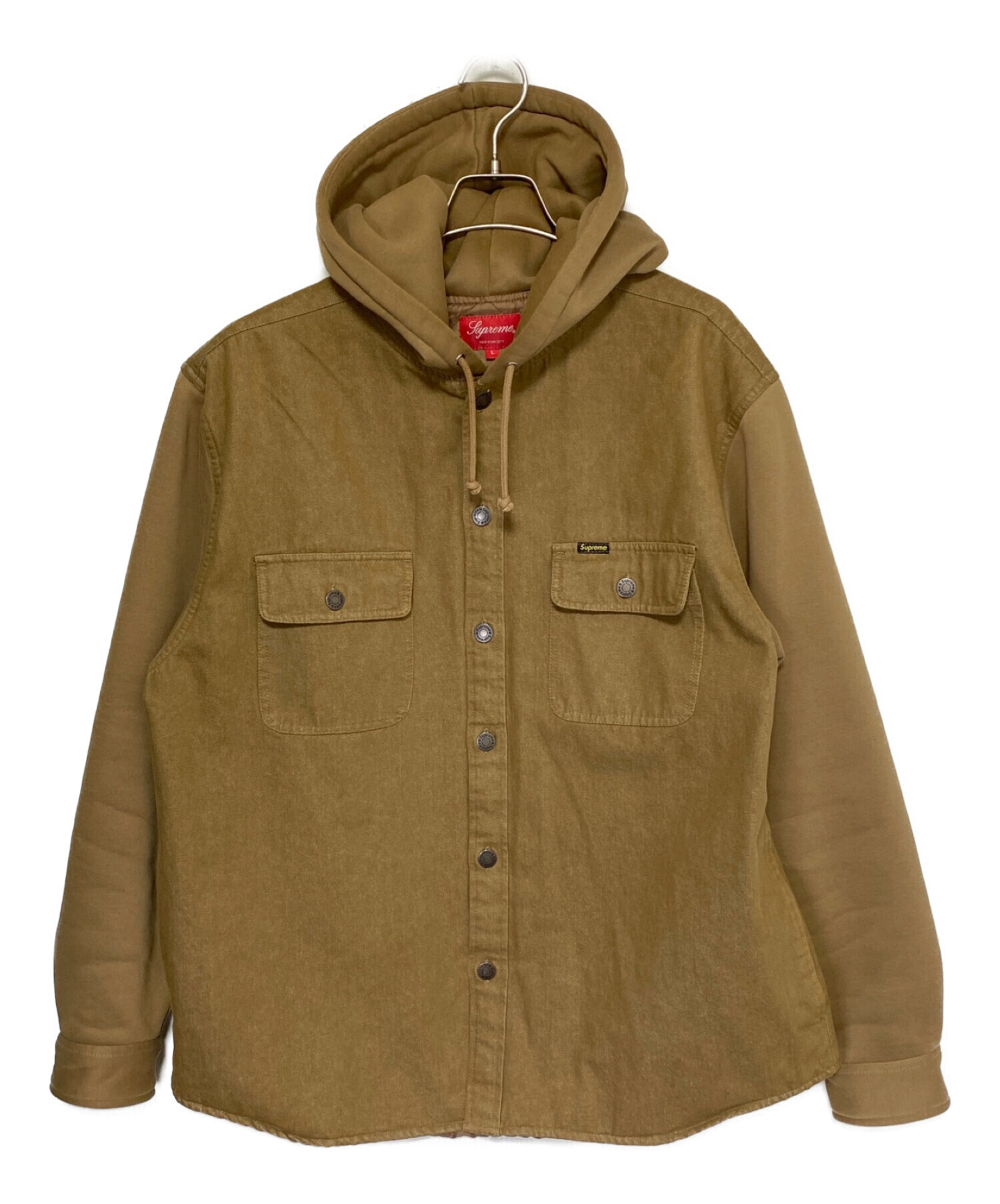 SUPREME (シュプリーム) Fleece Hooded Denim Shirt ブラウン サイズ:L