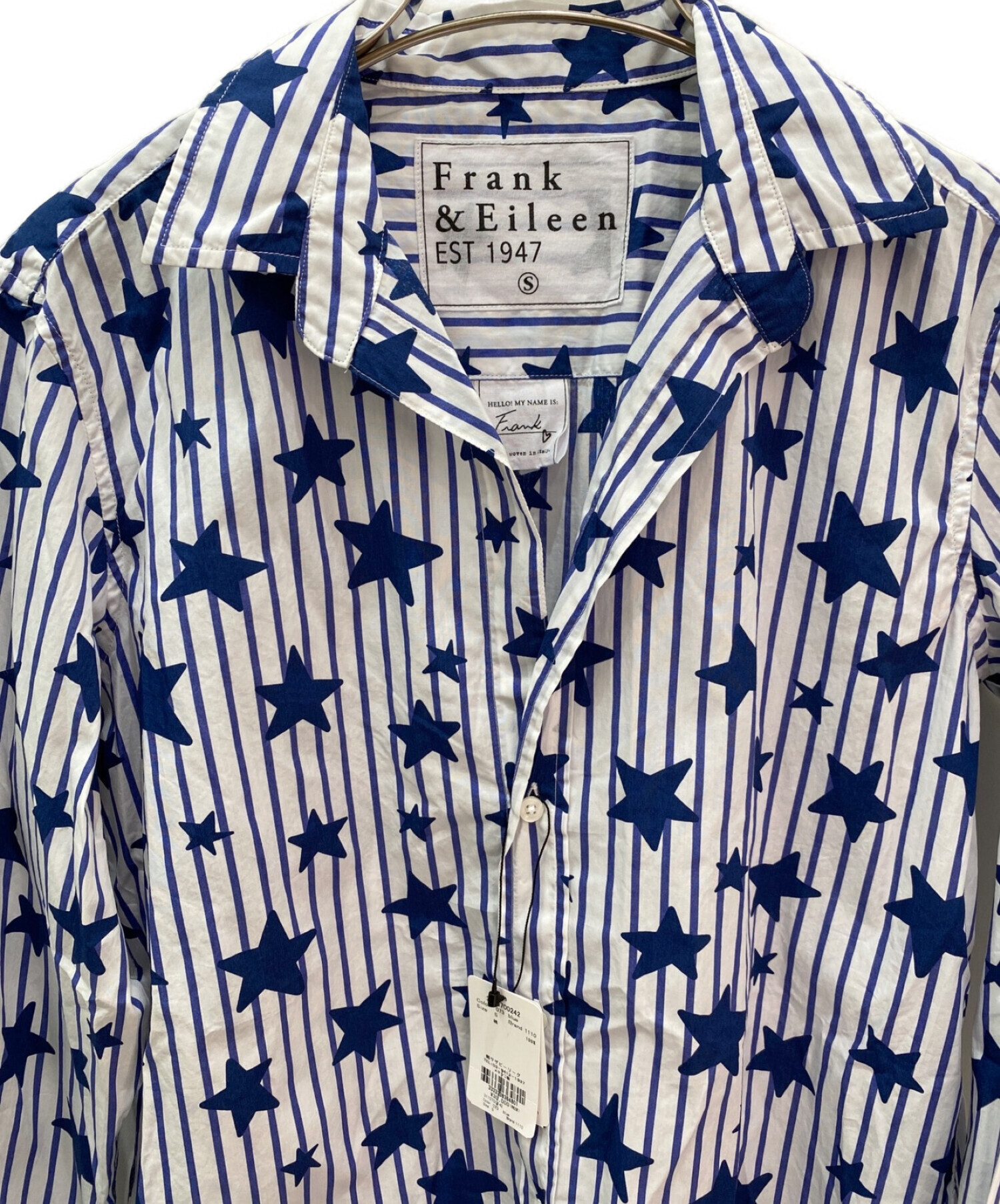 Frank&Eileen (フランクアンドアイリーン) ストライプスターシャツ ブルー サイズ:S 未使用品
