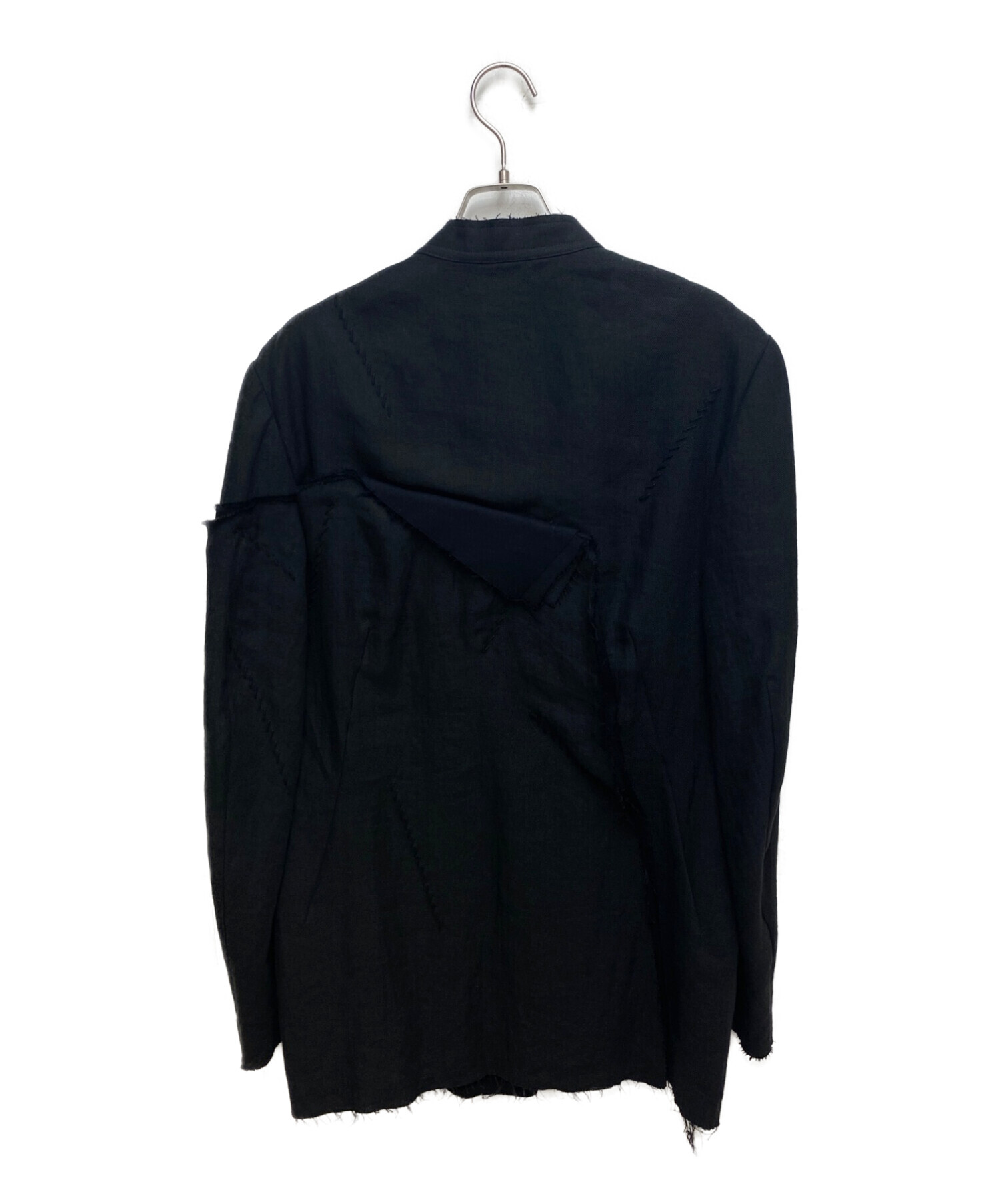 Yohji Yamamoto pour homme (ヨウジヤマモト プールオム) LINEN+VISCOSE+COTTON 3 LAYRED  CUT-OFF STAND JACKET ブラック サイズ:2 未使用品