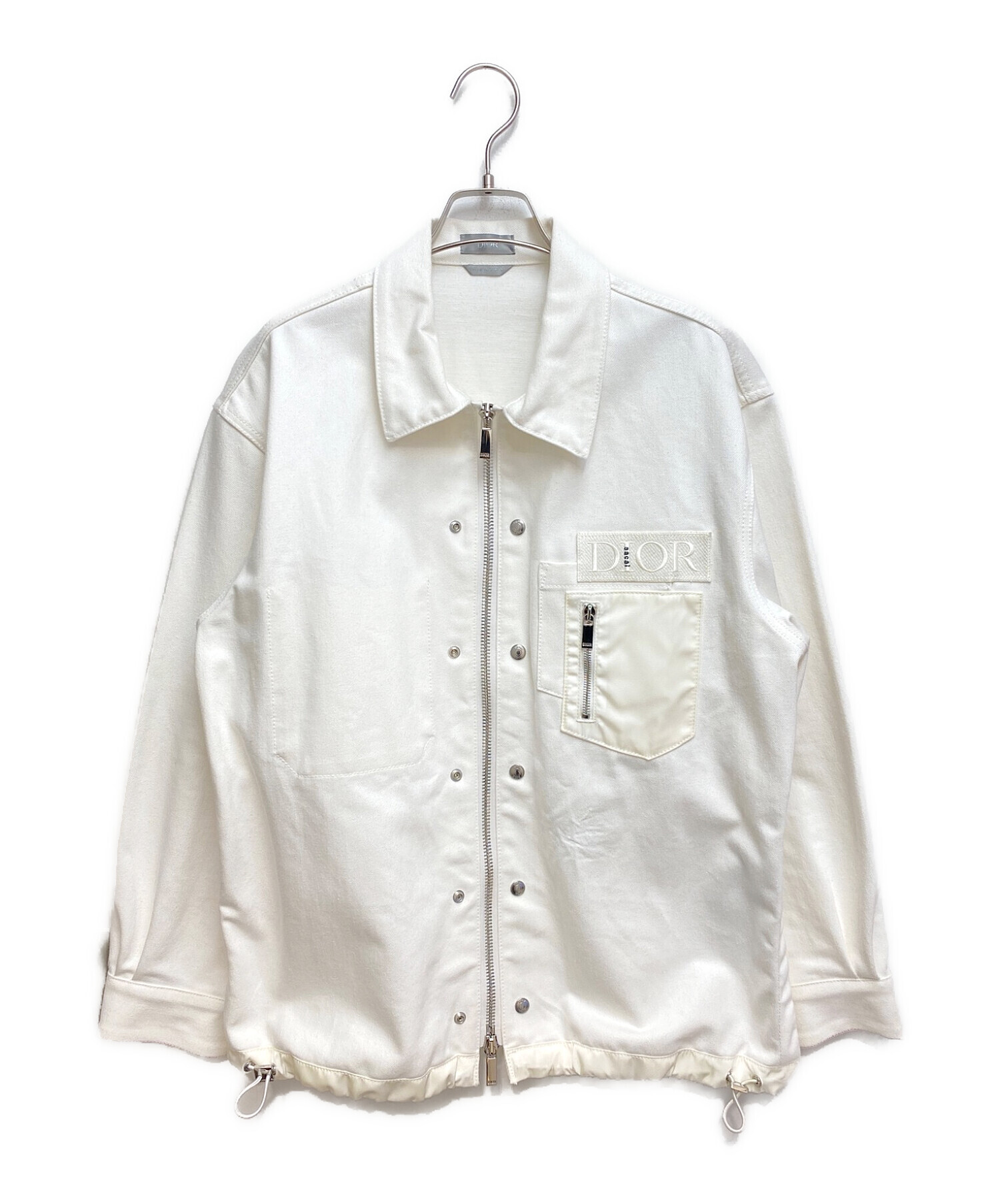 Dior (ディオール) sacai (サカイ) ナイロン切替ジップアップデニムジャケット ホワイト サイズ:50
