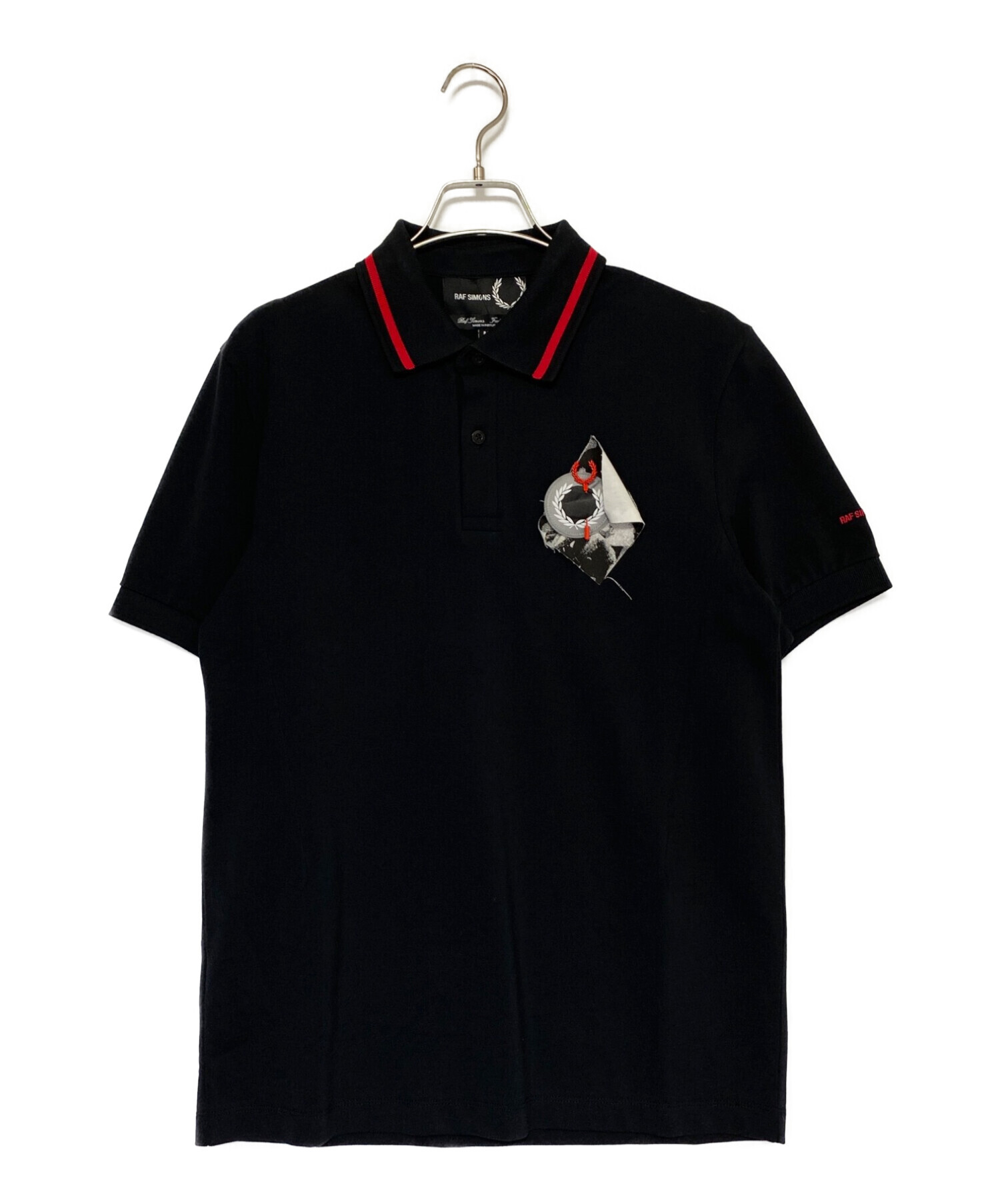 RAF SIMONS (ラフシモンズ) FRED PERRY (フレッドペリー) CHEST PATCH TIPPED POLO SHIRT ブラック  サイズ:M