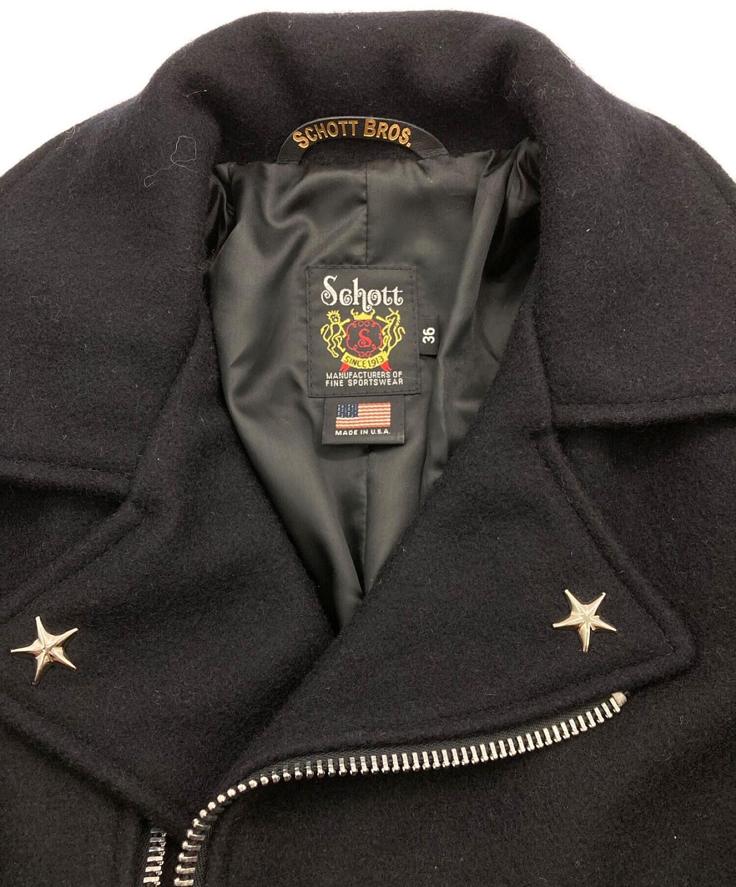 中古・古着通販】Schott (ショット) SCH-779 WOOL PEA COAT/ジップPコート ブラック サイズ:36｜ブランド・古着通販  トレファク公式【TREFAC FASHION】スマホサイト