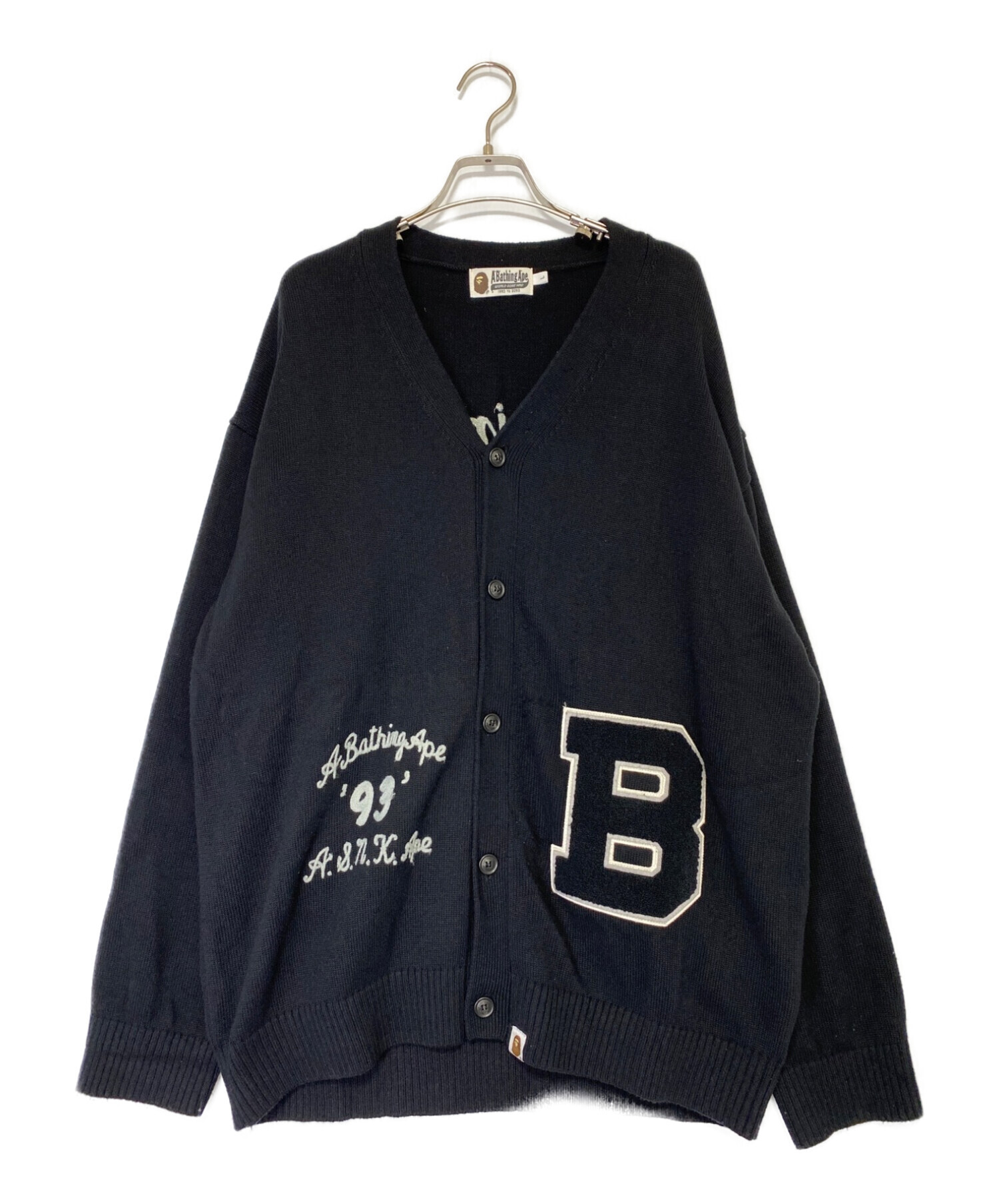 A BATHING APE (ア ベイシング エイプ) BAPE KNIT CARDIGAN ブラック サイズ:L