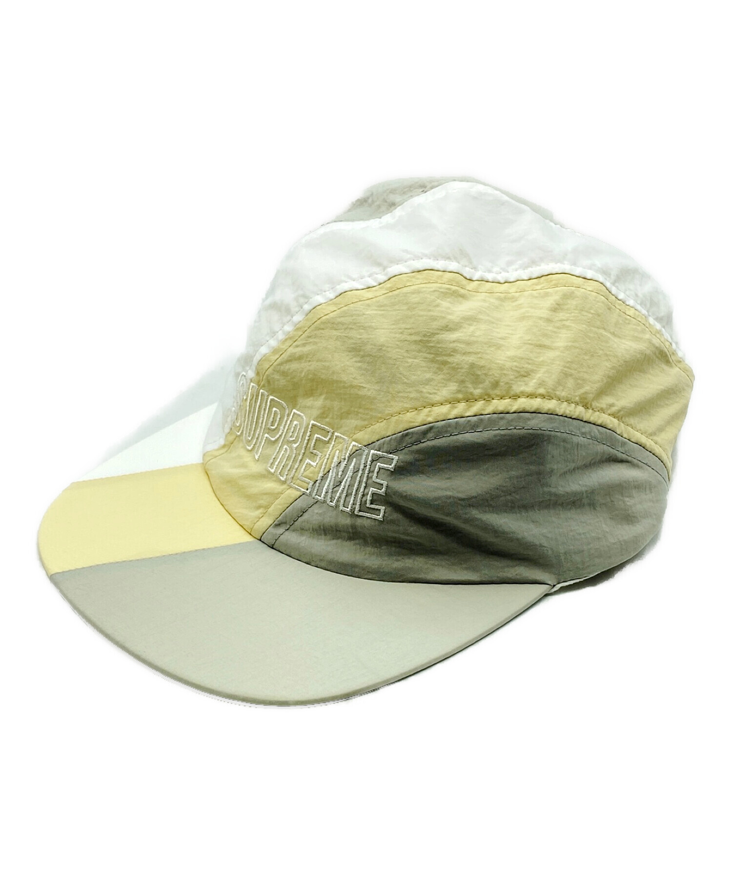 SUPREME (シュプリーム) Diagonal Stripe Nylon Hat イエロー×グレー サイズ:-