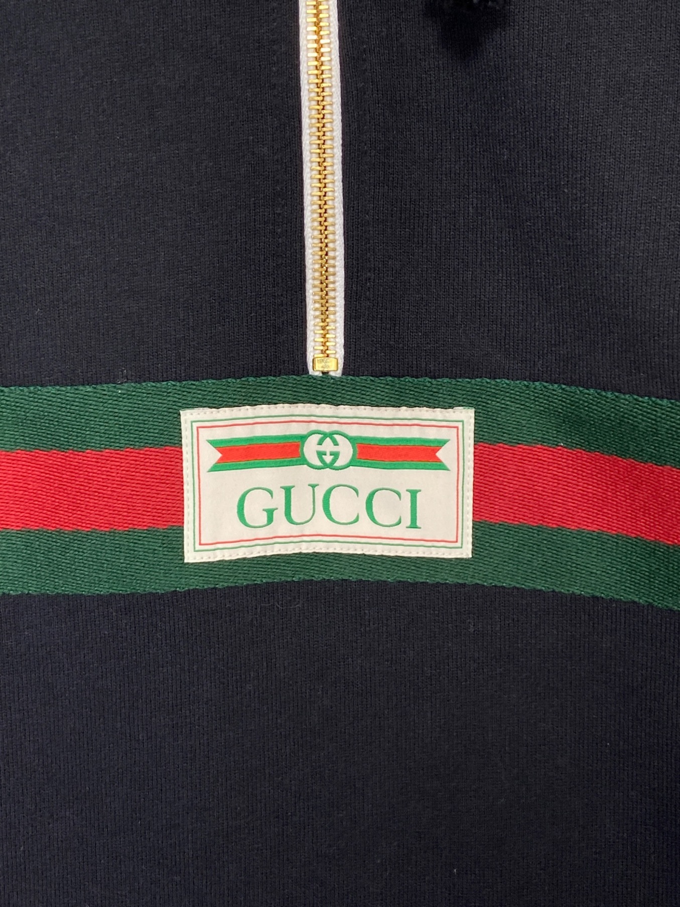 GUCCI (グッチ) ウェブ＆GUCCI ラベル付き スウェットシャツ ブラック サイズ:XXXL