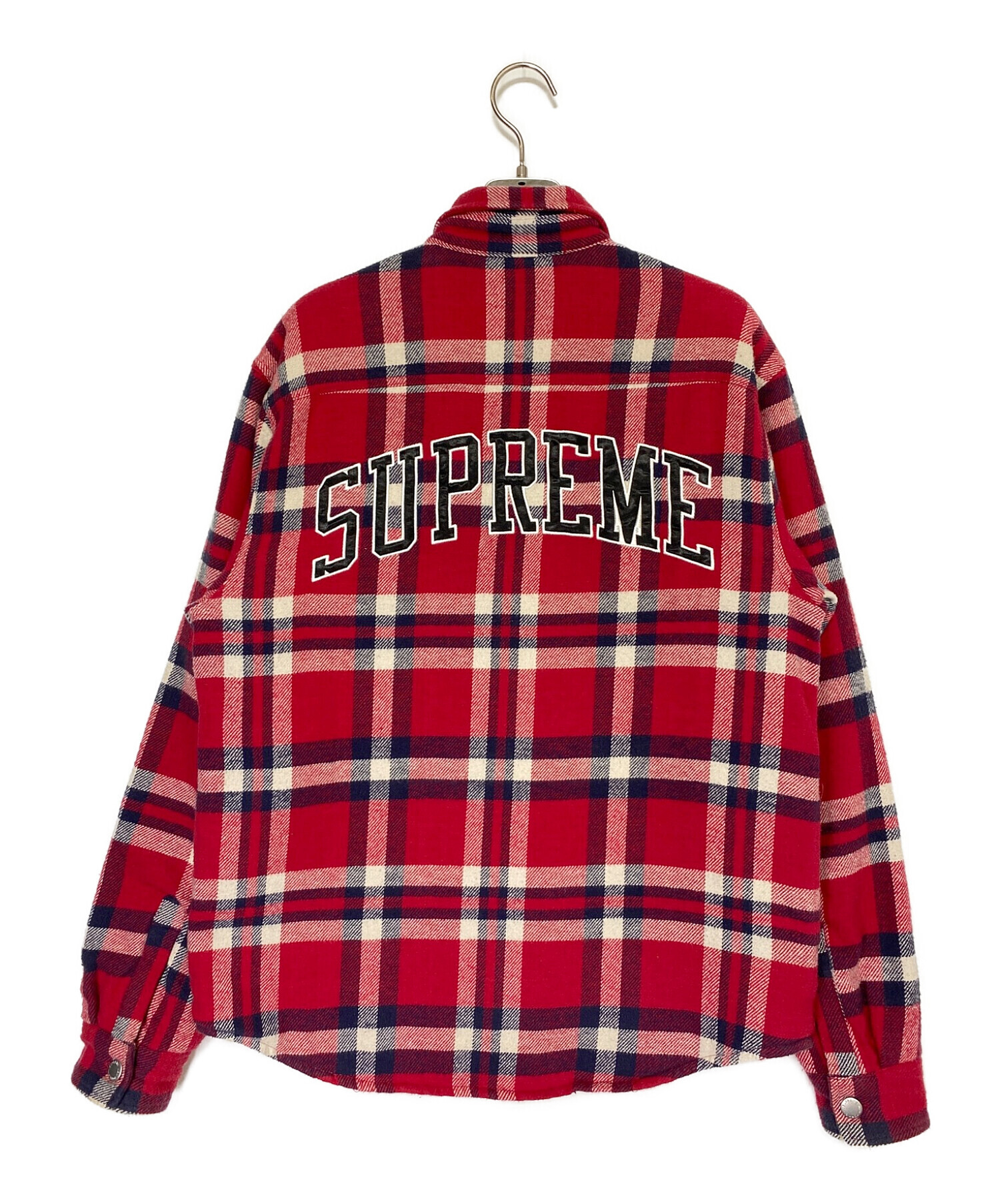 supreme arc logo quilted flannel shirt 赤