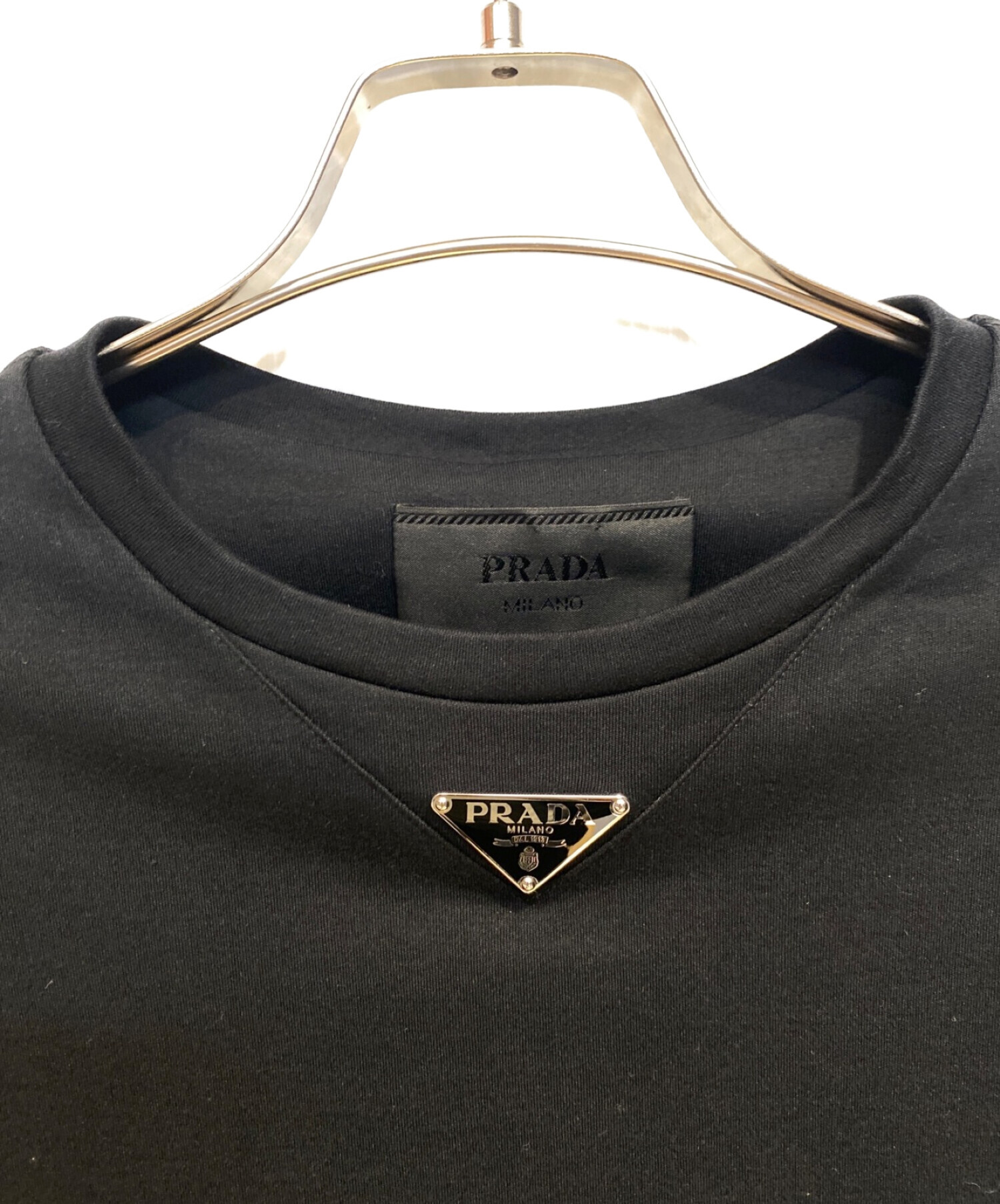 PRADA (プラダ) 23SS Cotton Short Sleeves Logo(コットンショートスリーブロゴ） ブラック サイズ:XXS