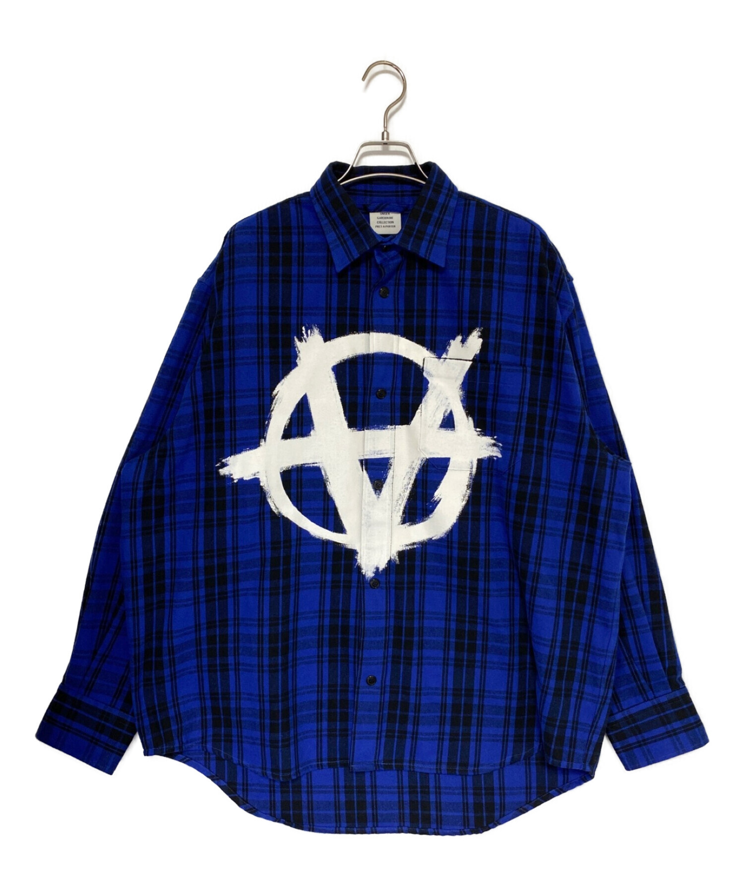 VETEMENTS (ヴェトモン) ANARCHY CHILDREN OF THE NIGHT FLANNEL SHIRT ブルー×ブラック  サイズ:XS