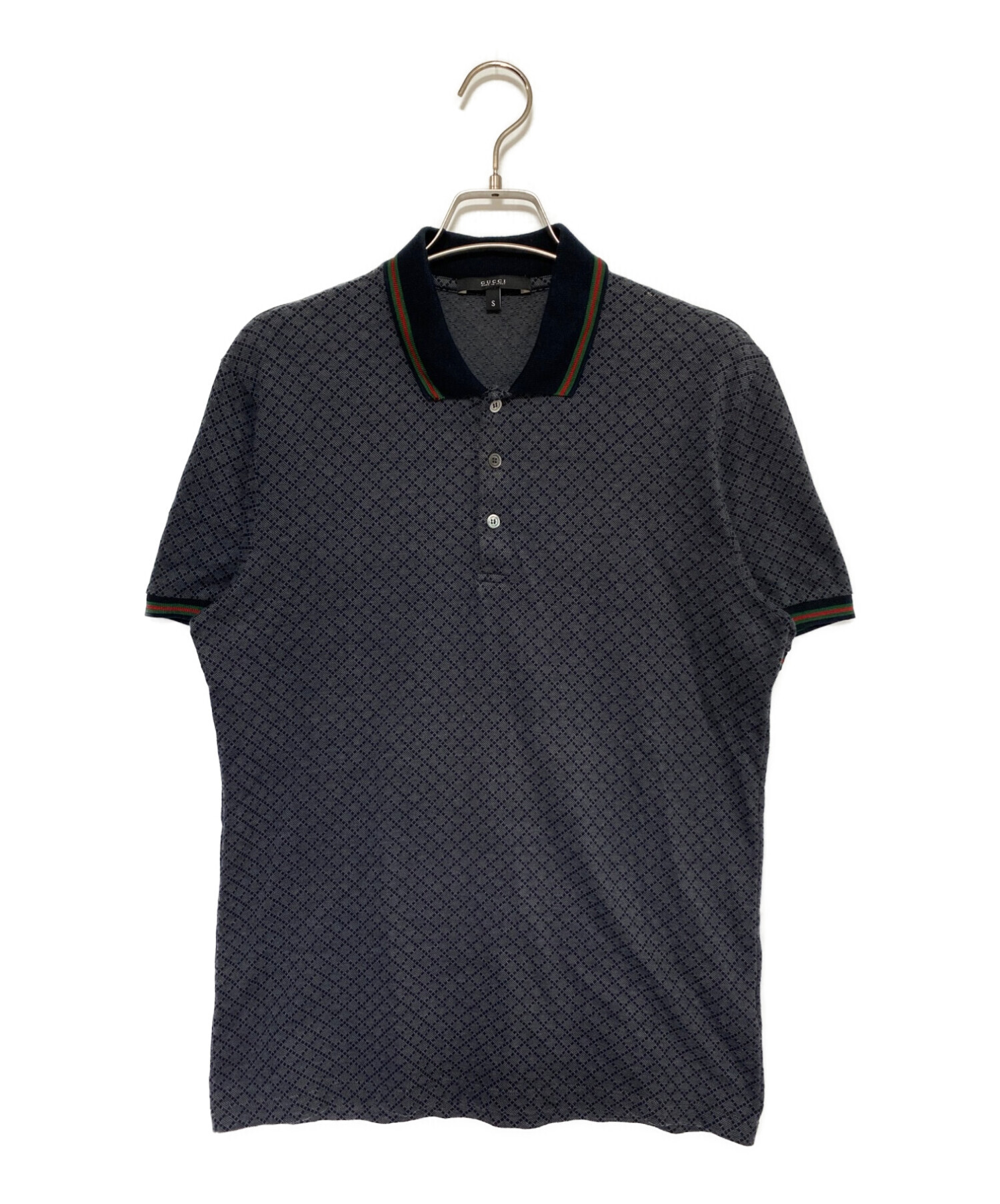 GUCCI (グッチ) Diamante Monogram Polo shirt グレー サイズ:S