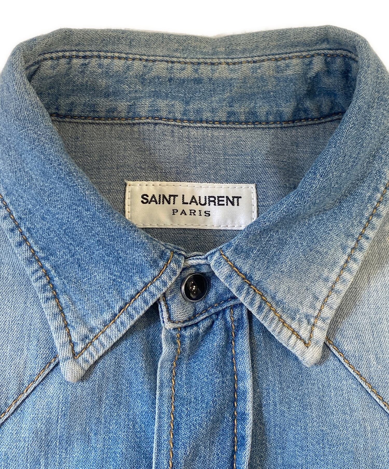 Saint Laurent Paris (サンローランパリ) ダメージ加工ウエスタンデニムシャツ インディゴ サイズ:XS