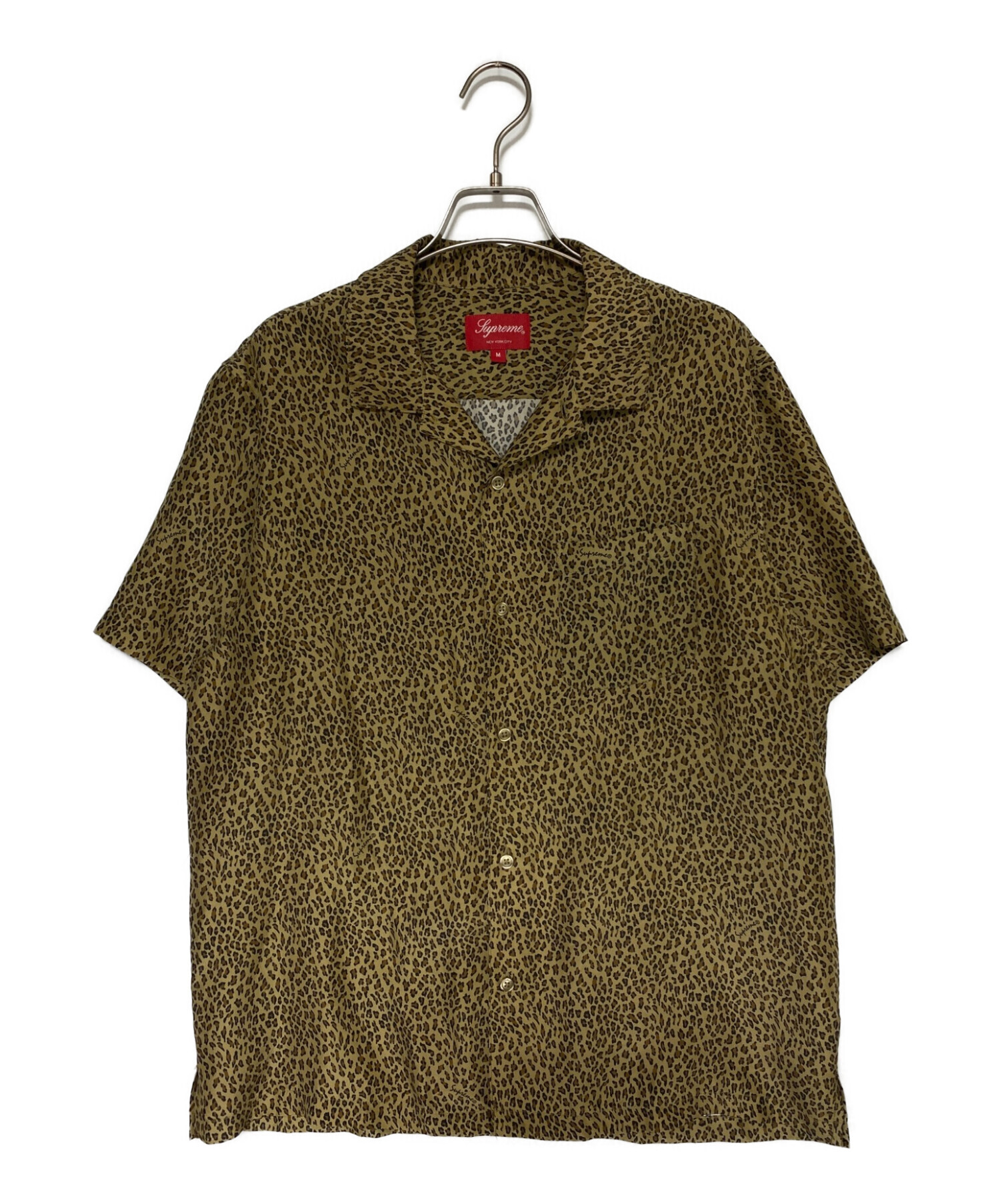SUPREME (シュプリーム) Leopard Silk S/S Shirt Tan イエロー サイズ:M