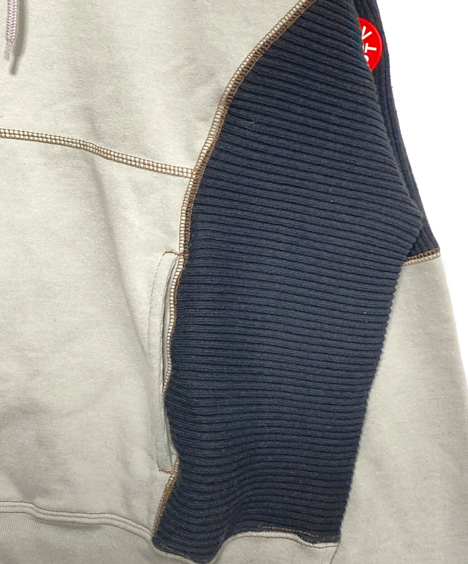 C.E (シーイー) WIDE RIB CUT HEAVY HOODY グレー×ブラック サイズ:L