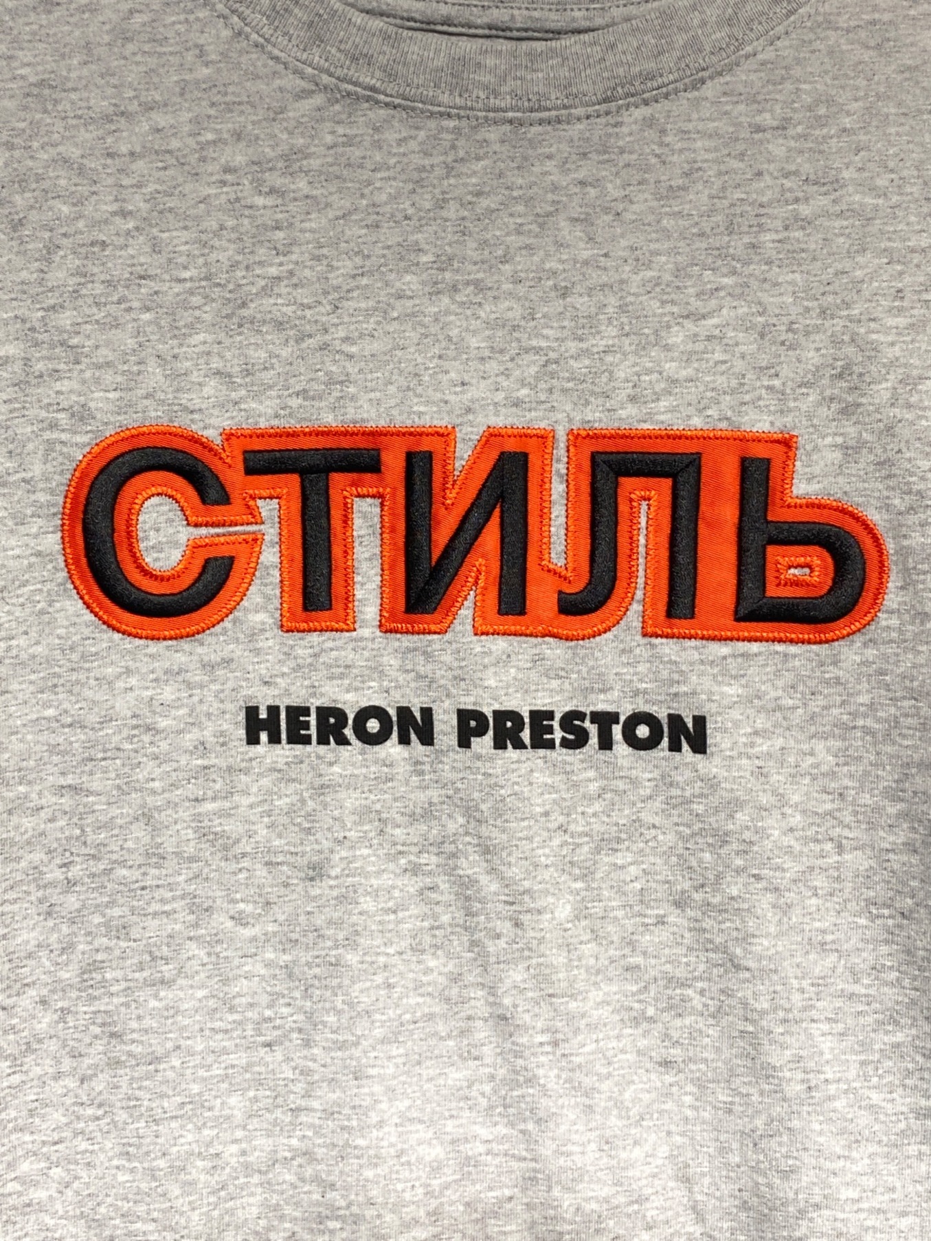 HERON PRESTON (ヘロンプレストン) ロゴTシャツ グレー サイズ:L