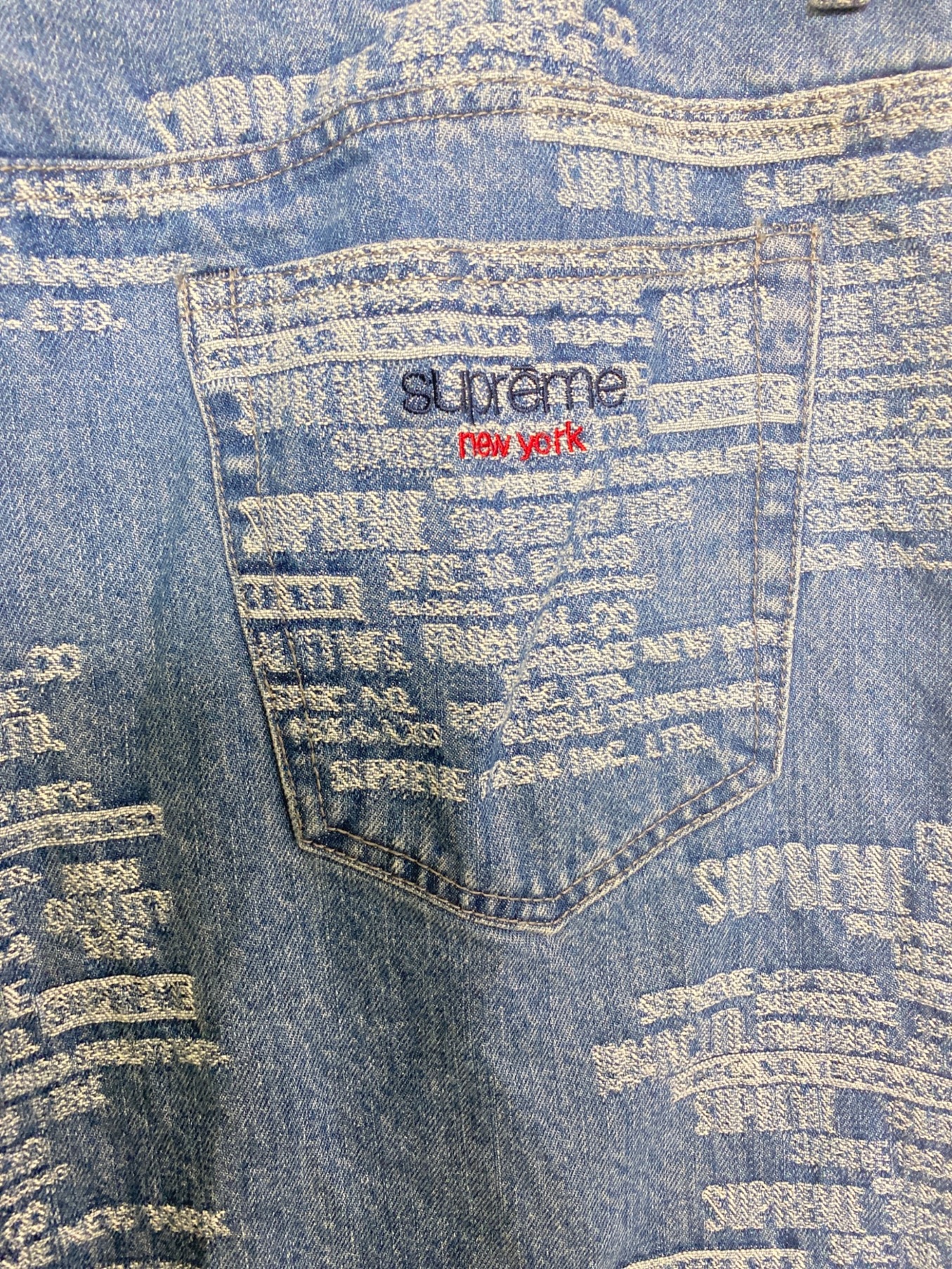 SUPREME (シュプリーム) Trademark Jacquard Baggy Jeans インディゴ サイズ:32