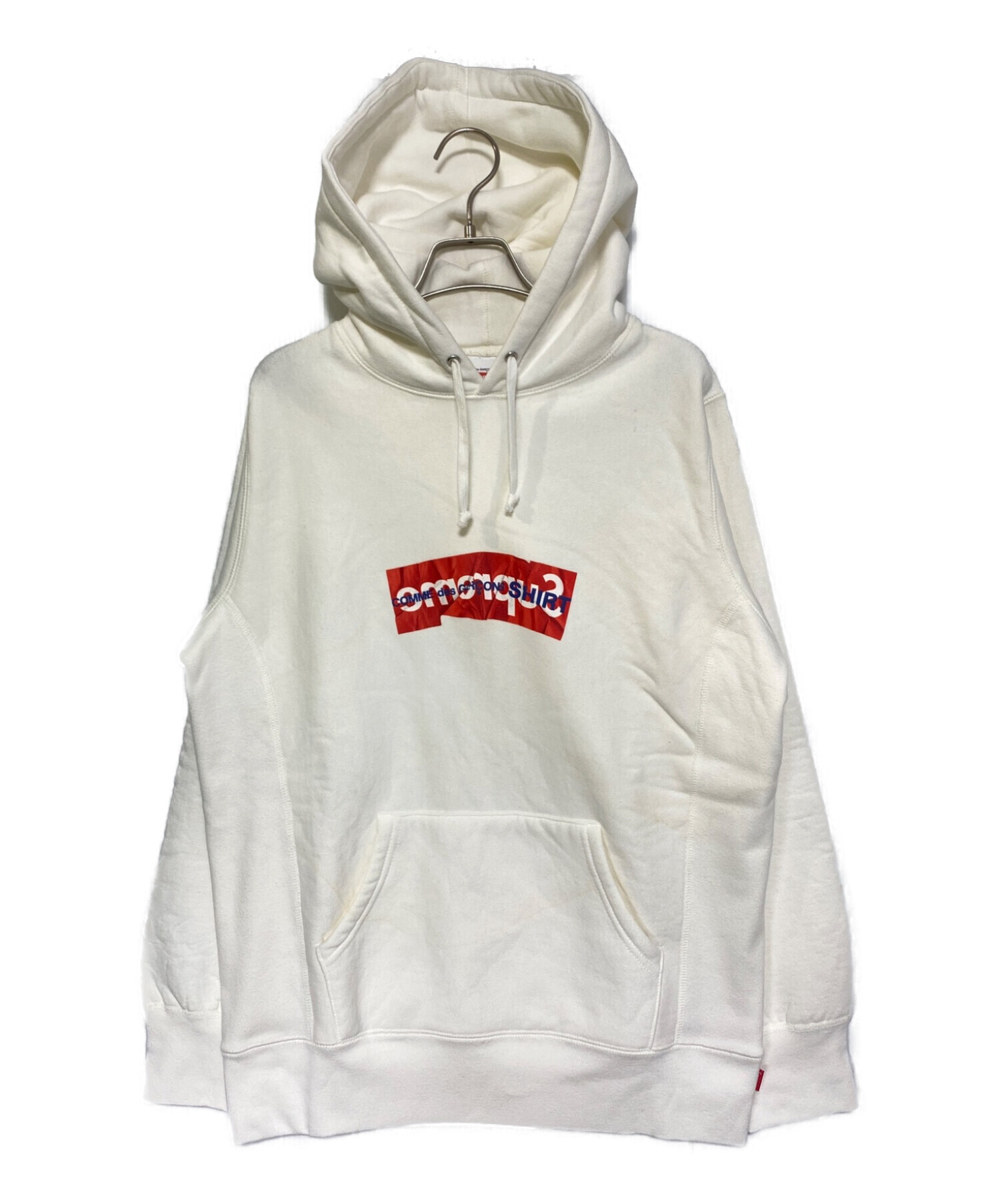 SUPREME (シュプリーム) COMME des GARCONS SHIRT (コムデギャルソンシャツ) Box Logo Hooded  Sweatshirt ホワイト サイズ:M