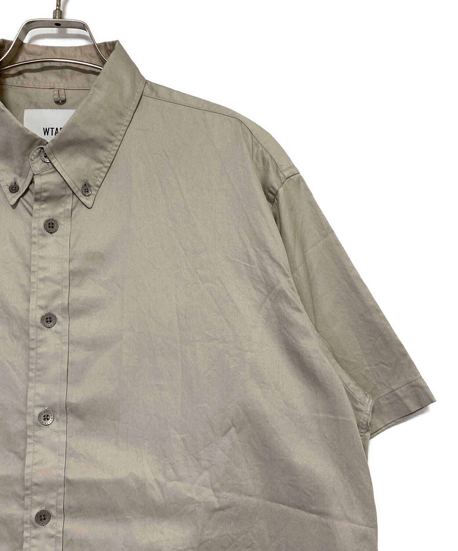 WTAPS (ダブルタップス) BD SS COTTON TWILL CANCLINI ボタンダウン 半袖 シャツ ベージュ サイズ:03