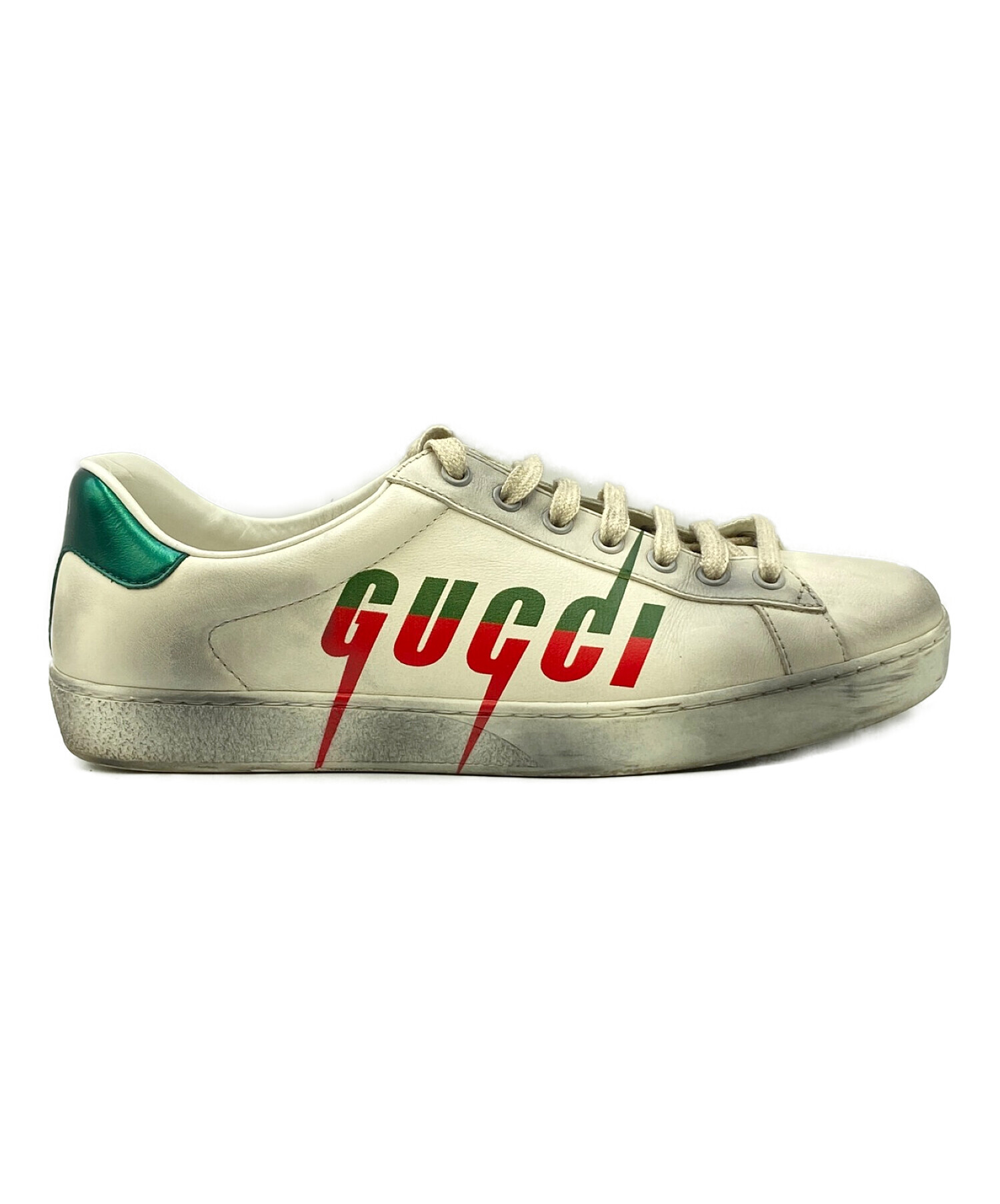 GUCCI (グッチ) ブレード ロゴ スニーカー ホワイト サイズ:7 1/2