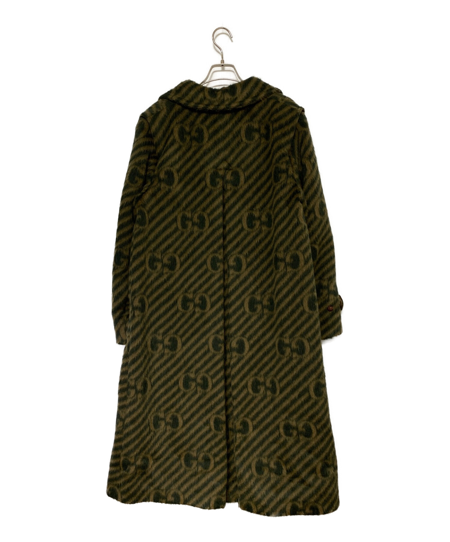 中古・古着通販】GUCCI (グッチ) GG STRIPE WOOL COAT ブラウン