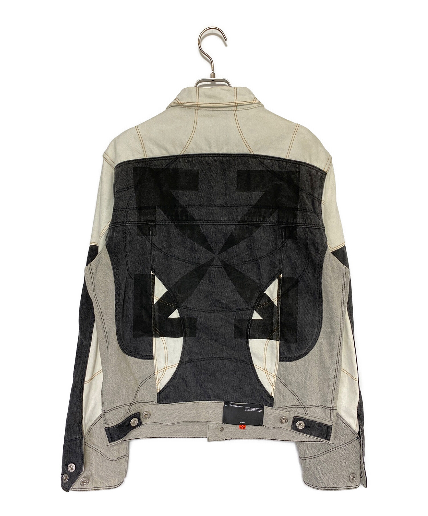 OFFWHITE (オフホワイト) 再構築デニムジャケット ホワイト×グレー サイズ:SIZE L