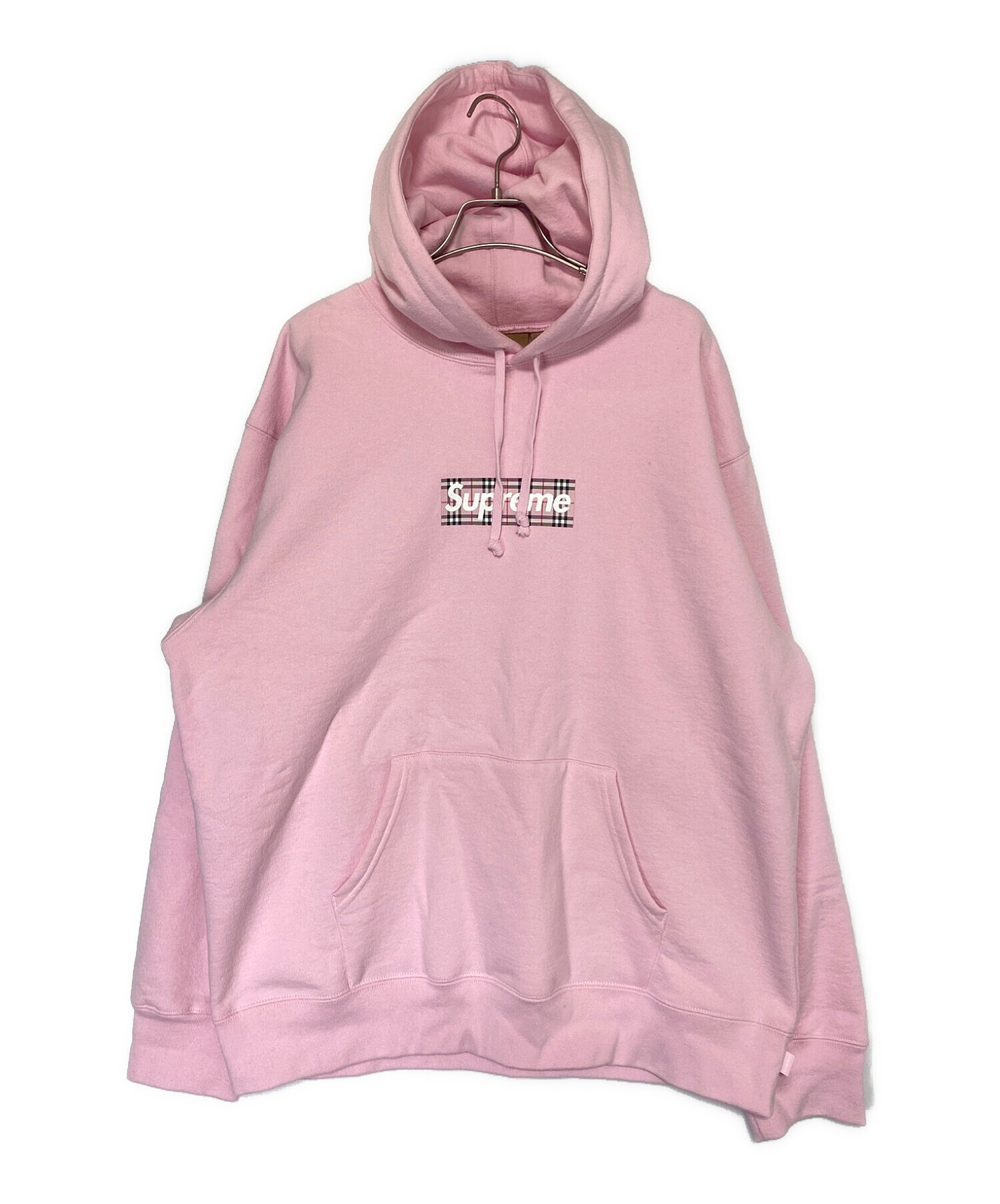 SUPREME (シュプリーム) BURBERRY (バーバリー) Box Logo Hooded Sweatshirts ピンク サイズ:L