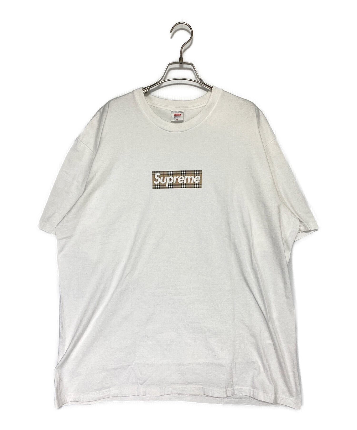 1997年シュプリーム 初期 バーバリー ボックス ロゴ Tシャツ USA製 Lホワイト