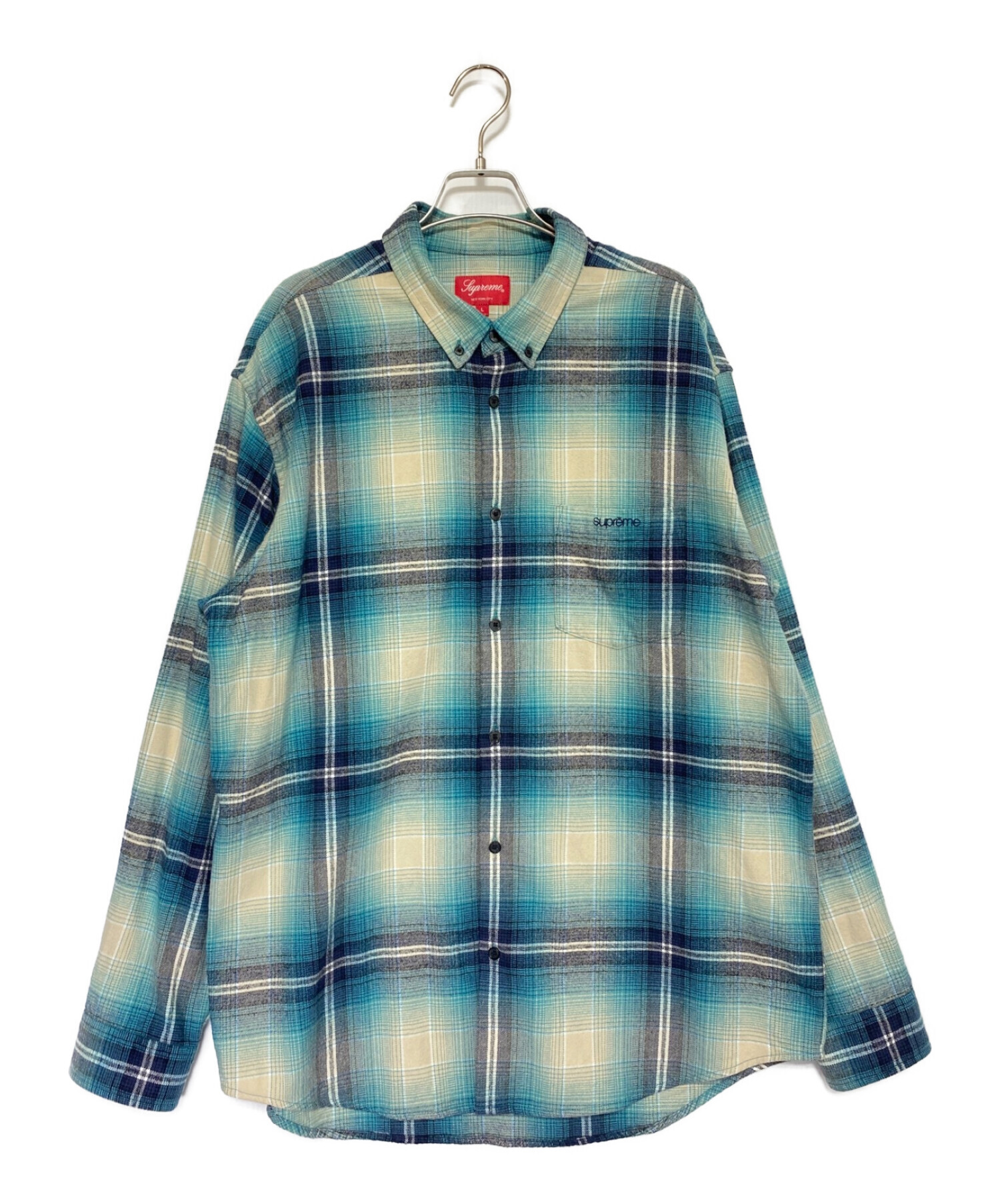 supreme Plaid Flannel Shirt Blue Lサイズ