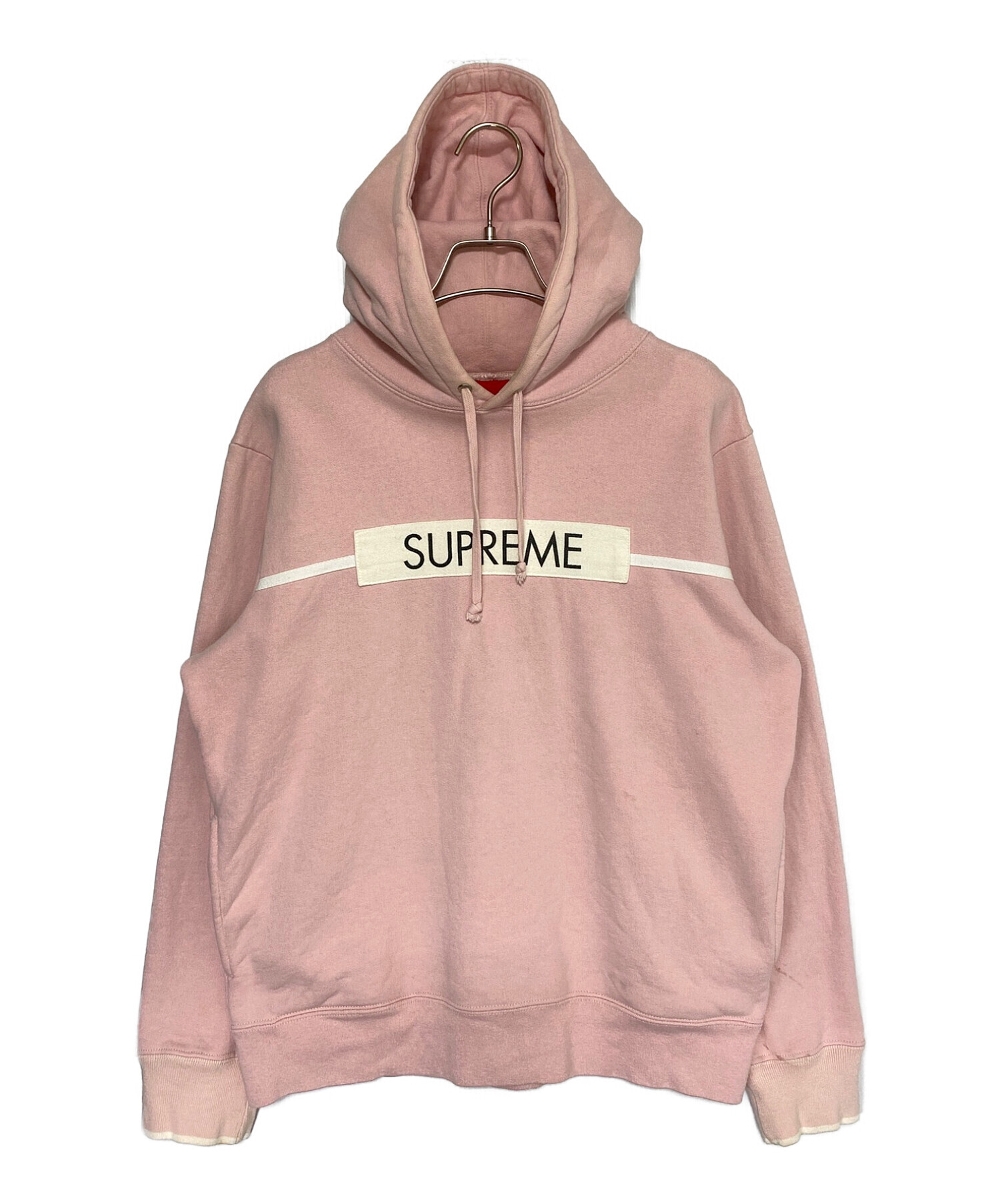 SUPREME (シュプリーム) Chest Twill Tape Hooded Sweatshirt ピンク サイズ:M