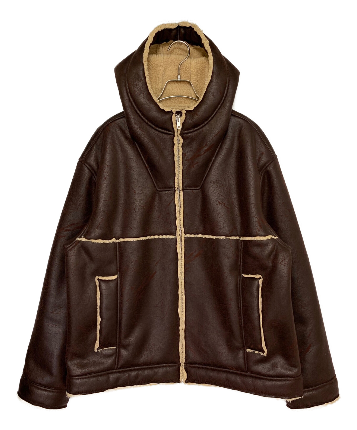 SUPREME (シュプリーム) Faux Shearling Hooded Jacket ブラウン サイズ:XL