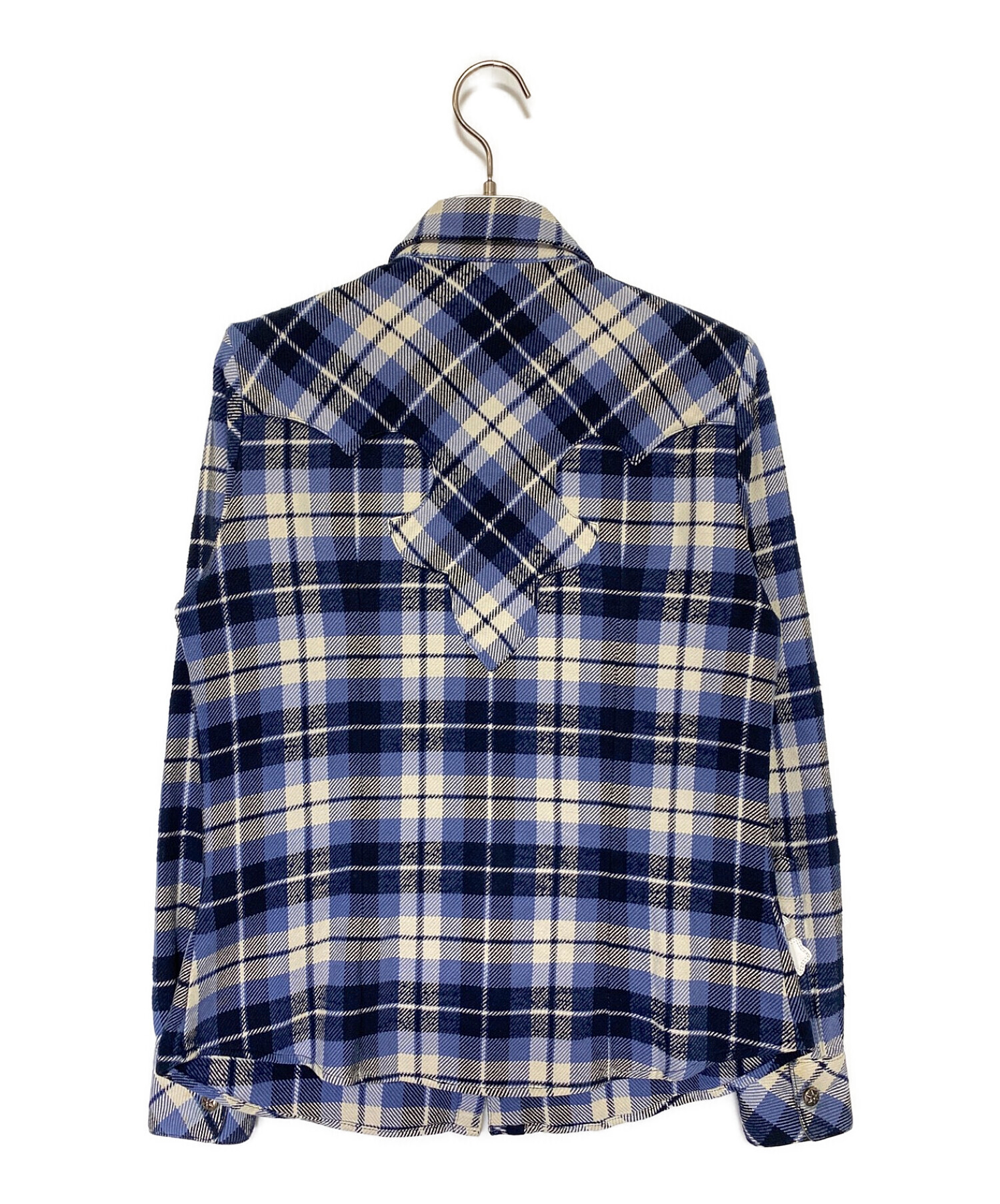 CHROME HEARTS (クロムハーツ) チェックシャツ ブルー サイズ:XS