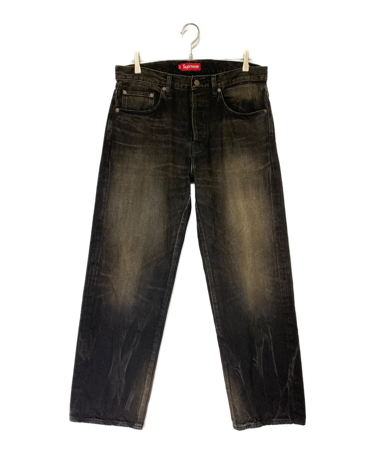 SUPREME (シュプリーム) Distressed Loose Fit Selvedge Jean ブラック サイズ:32