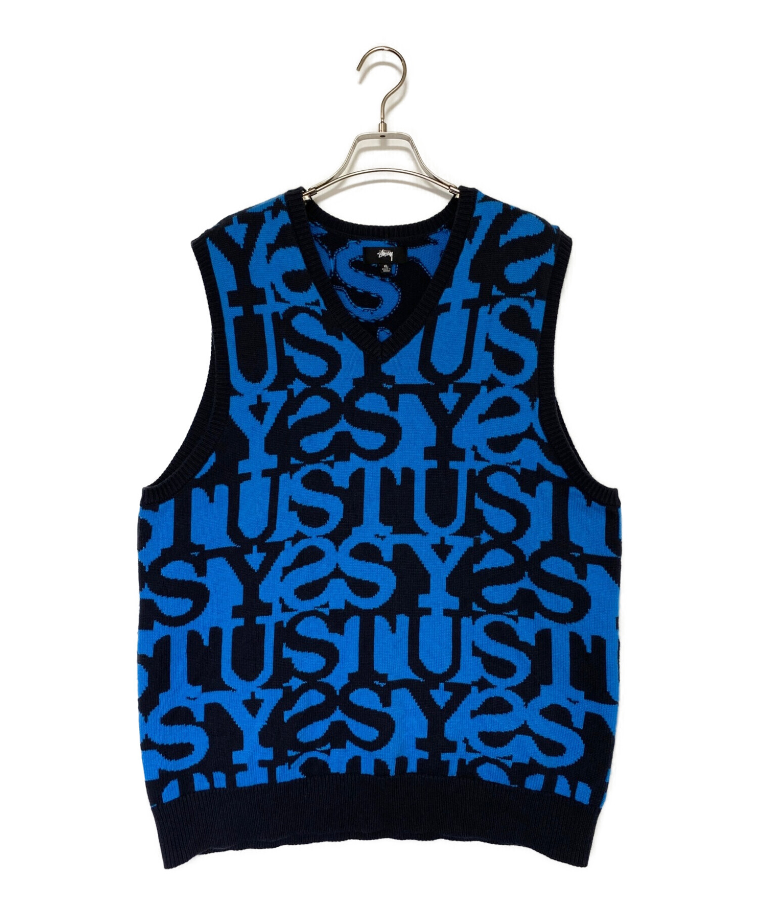 中古・古着通販】stussy (ステューシー) Stacked Sweater VEST ブルー