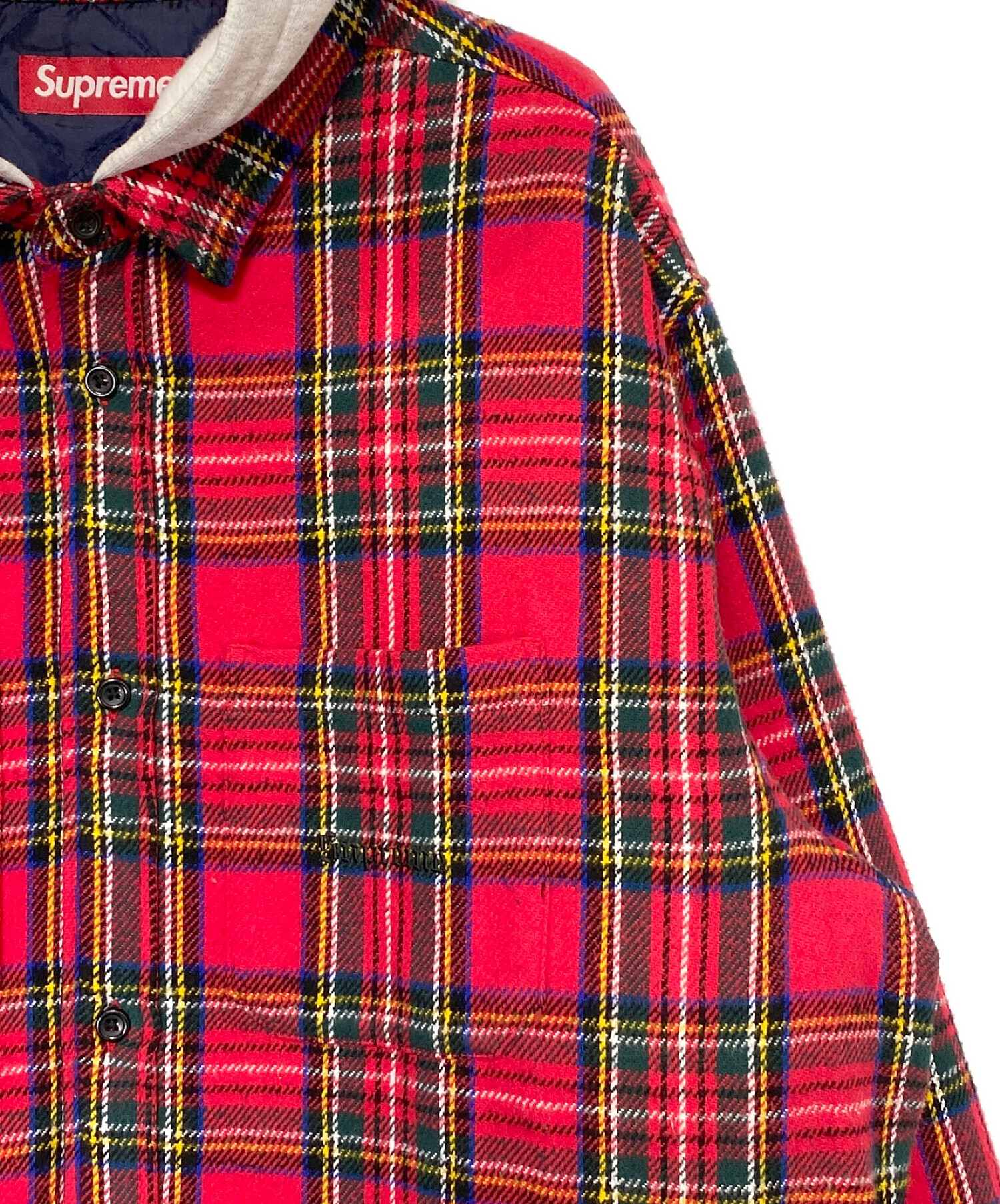 SUPREME (シュプリーム) Tartan Flannel Hooded Shirt レッド サイズ:L